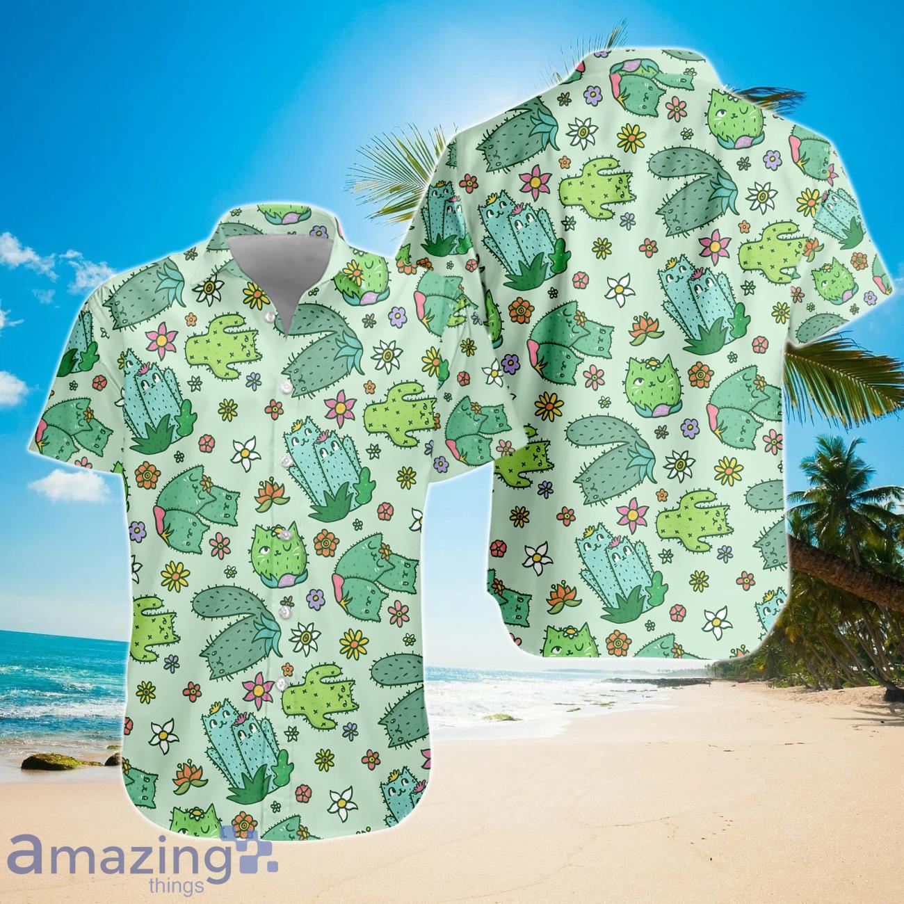 Cactus Cat Hawaiian Shirt For Men Women Product Photo 1
