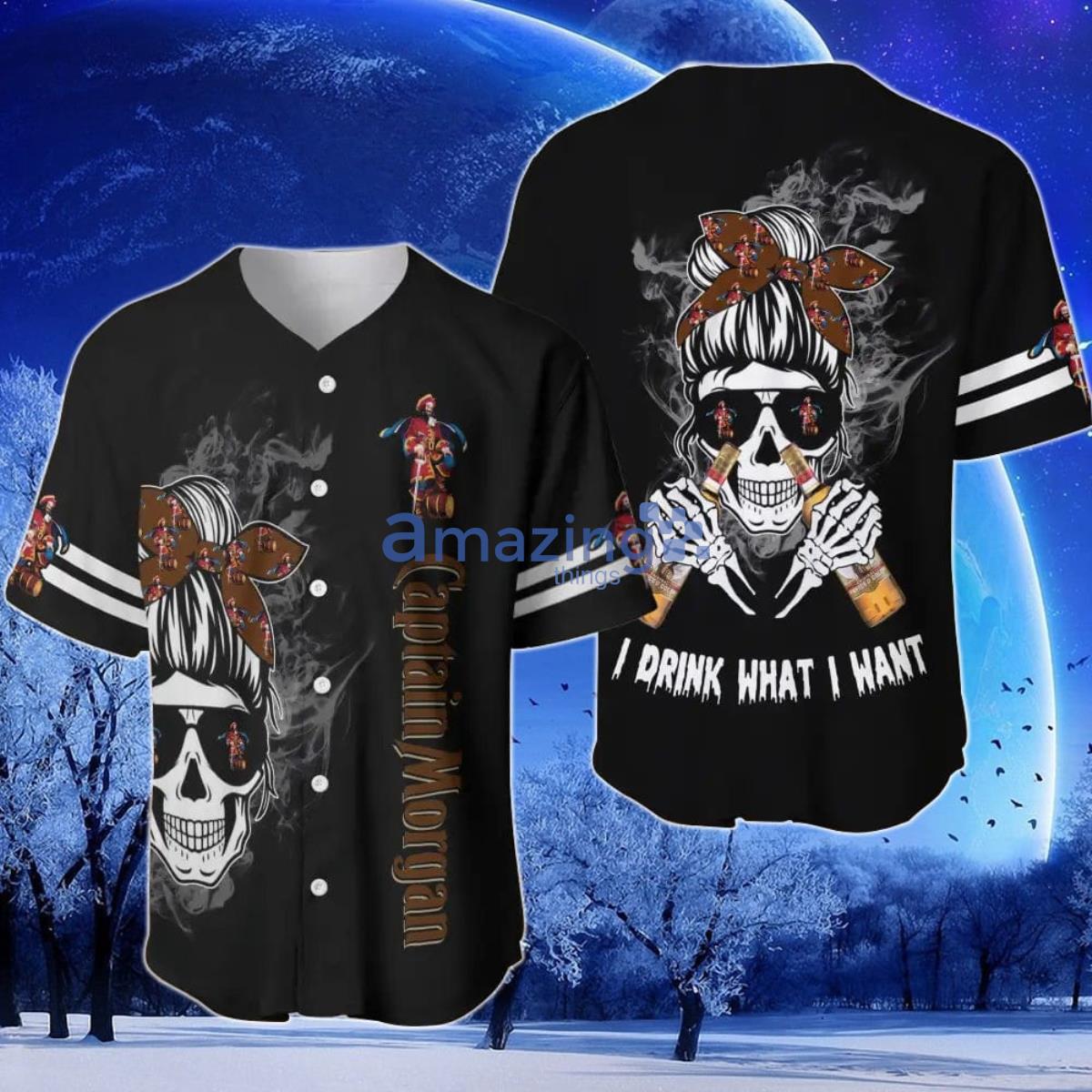 Captain Morgan Rum Women I Drink What I Want Baseball Jersey Product Photo 1