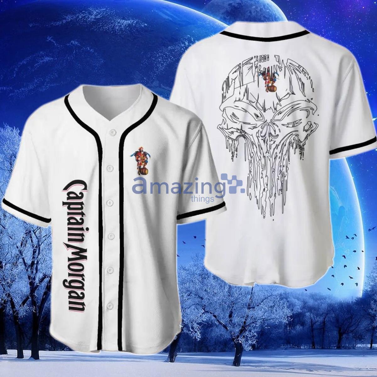 Captain Morgan Skull In White Pattern Baseball Jersey 056 Product Photo 1
