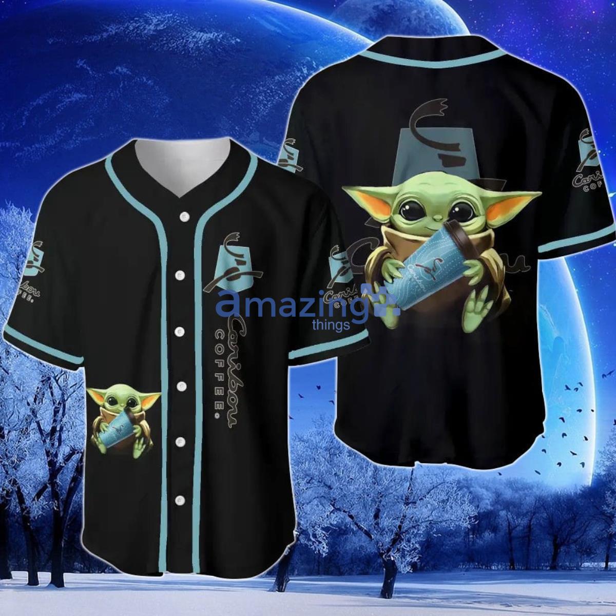 Caribou Coffee Baby Yoda Baseball Jersey Product Photo 1