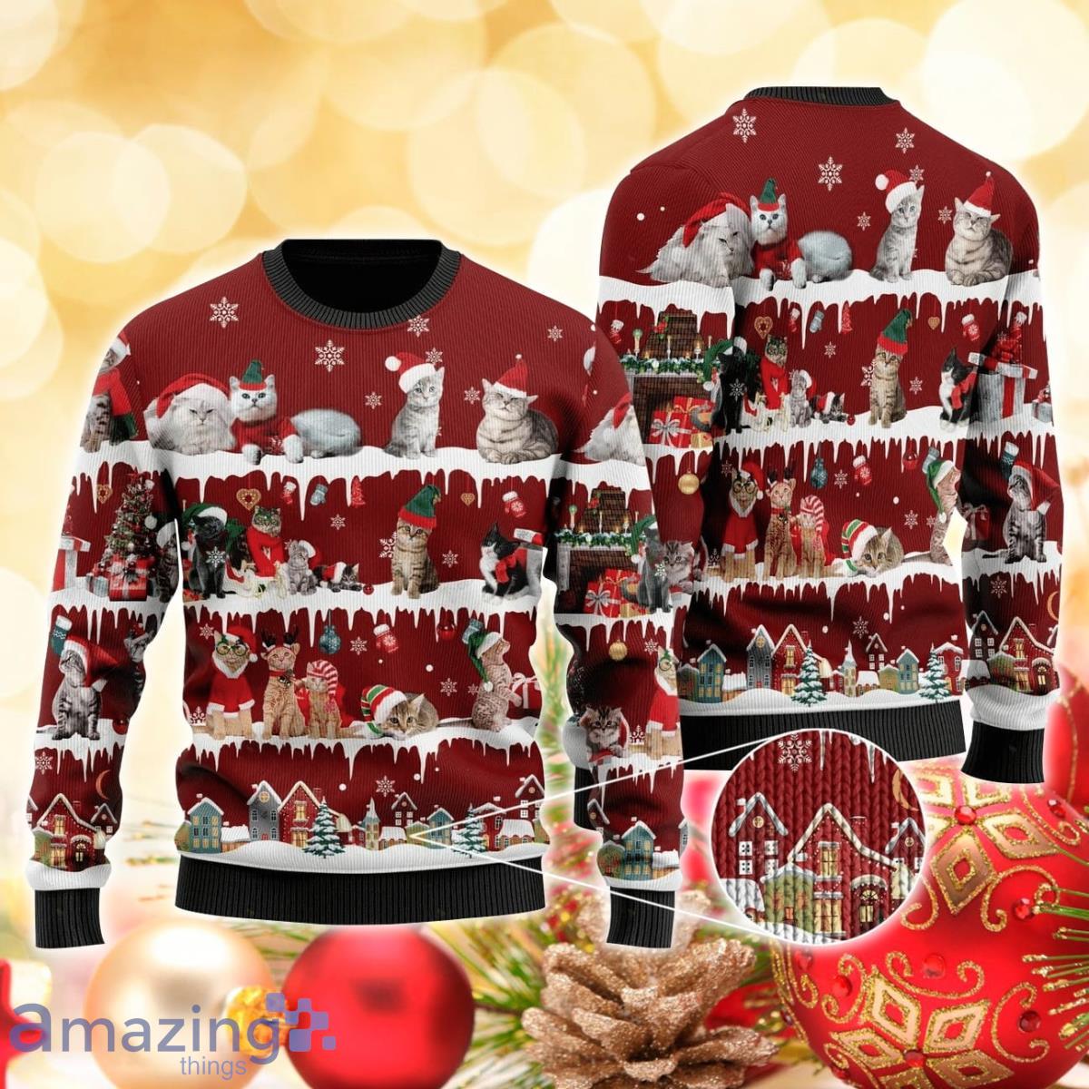Cat 3D Sweater Ugly Christmas Sweater For Men Women Product Photo 1