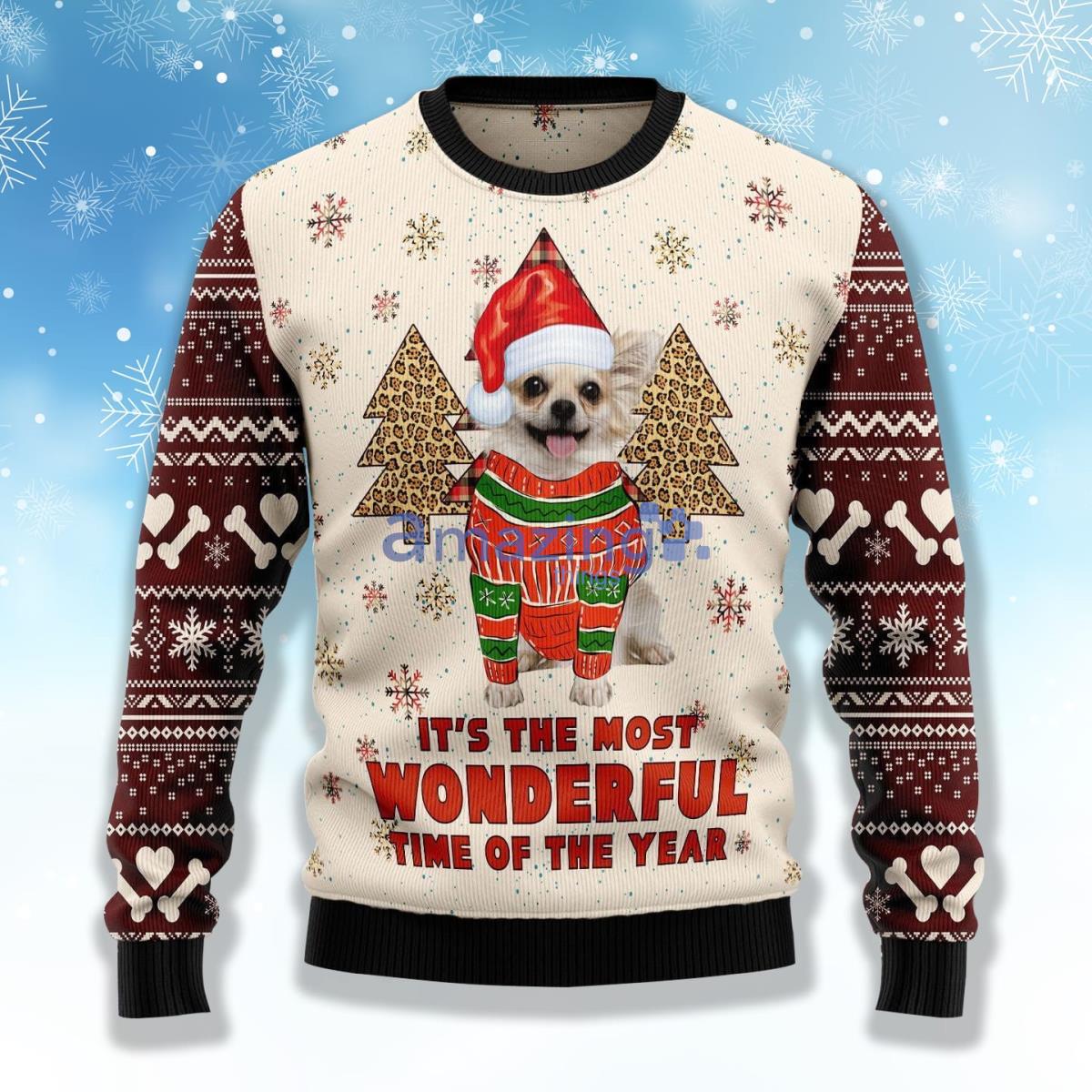 Chihuahua The Most Beautiful Time Ugly Christmas Sweater Product Photo 1