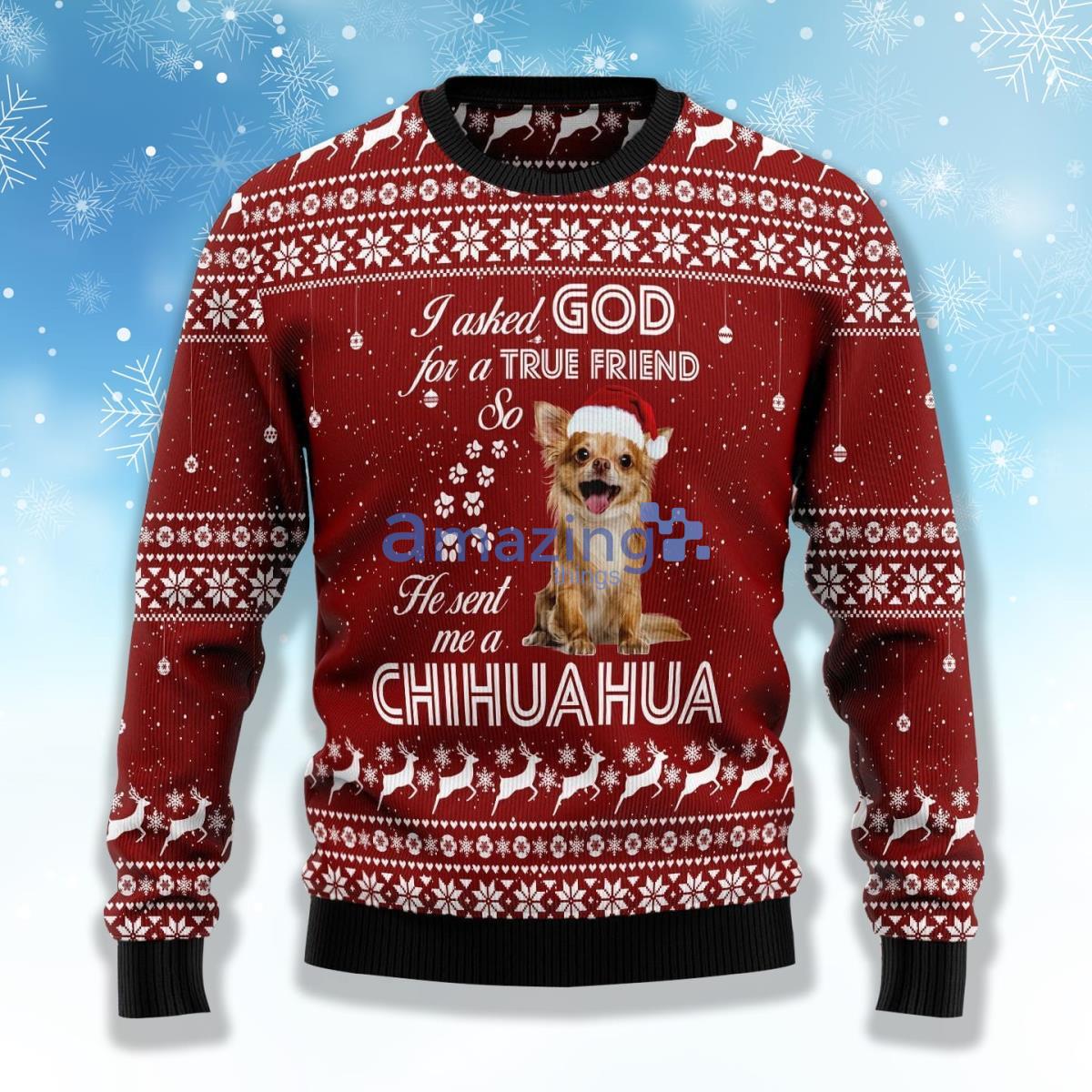 Chihuahua True Friend Christmas Sweater Product Photo 1