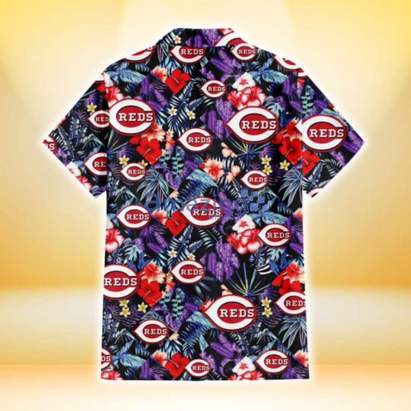 Cincinnati Reds Hawaiian Shirt Red Black Logo Cincinnati Reds Gift