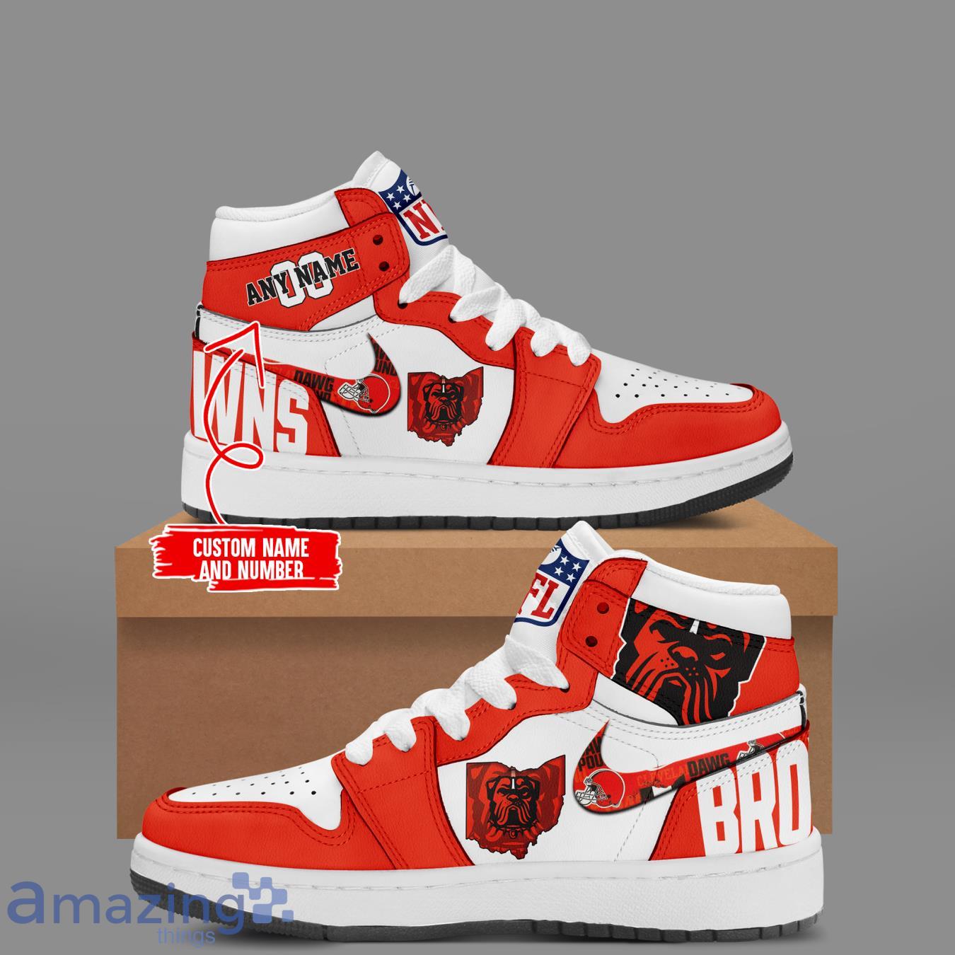 Cleveland Browns City Sneaker Air Jordan Hightop Shoes Custom Name & Number