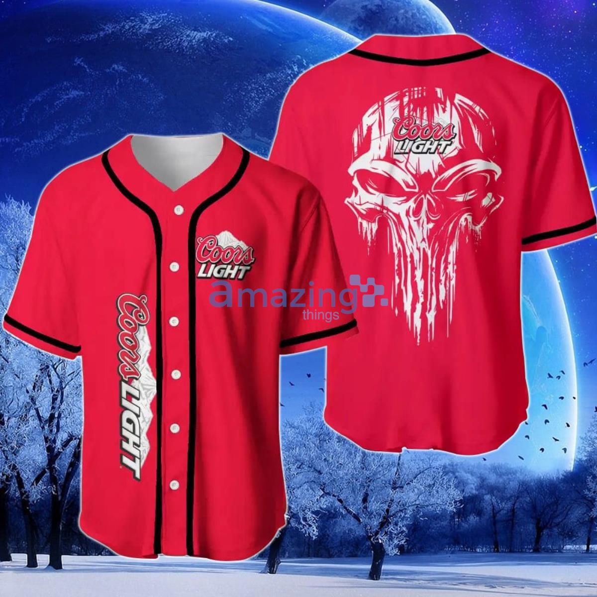 Coors Light Skull Baseball Jersey -  Worldwide Shipping