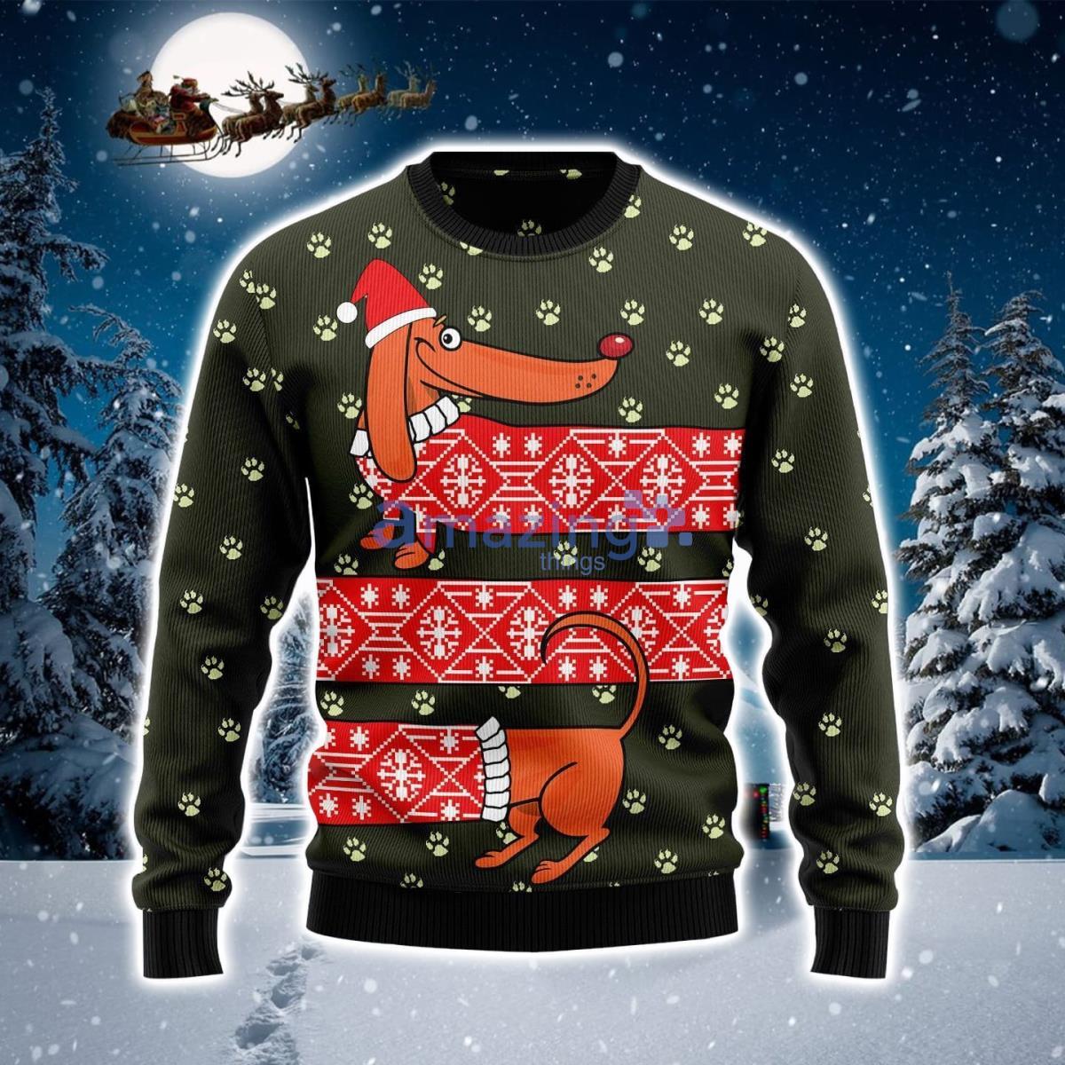 Dachshund ugly store christmas sweater