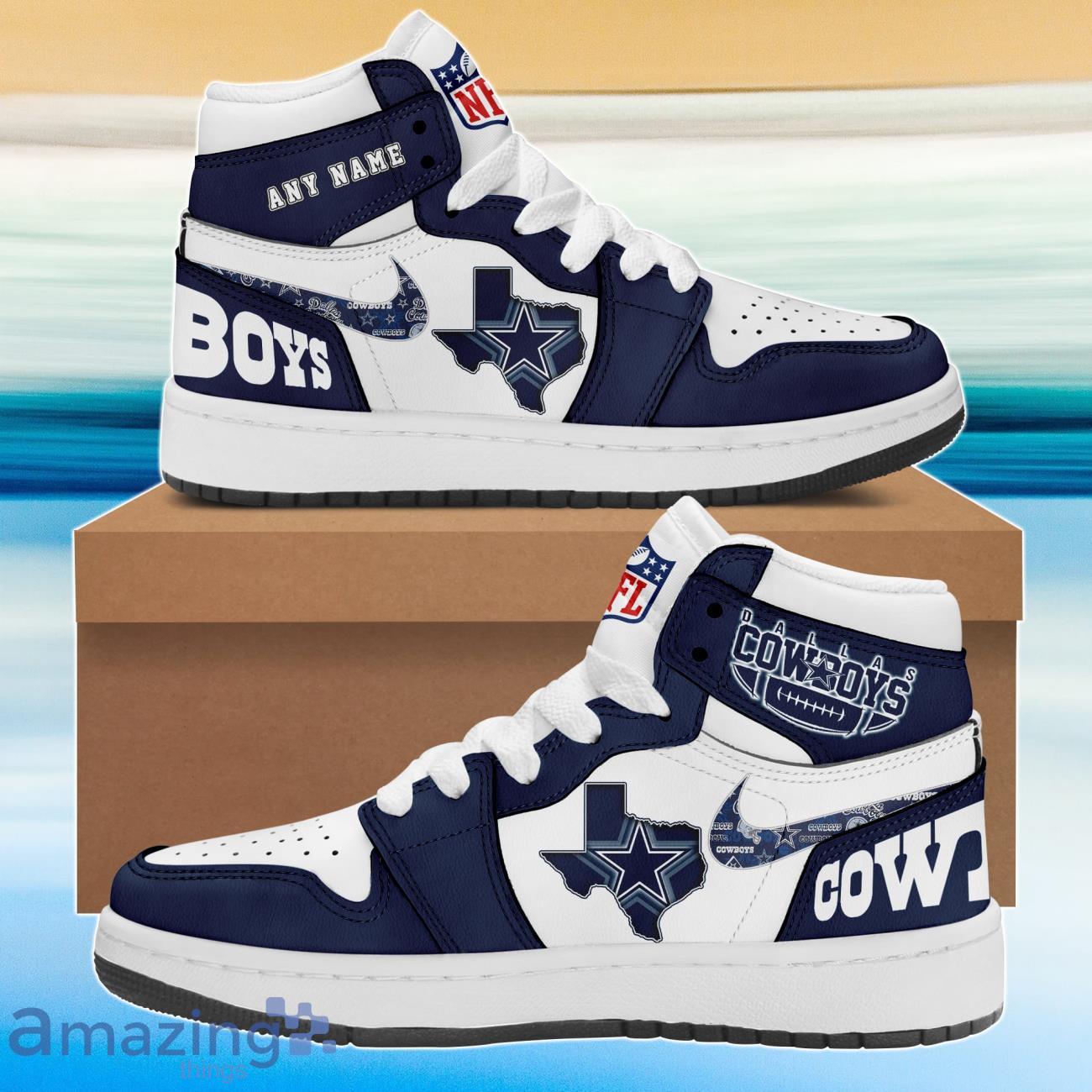 Dallas Cowboy City Sneaker Air Jordan Hightop Shoes Custom Name Product Photo 1