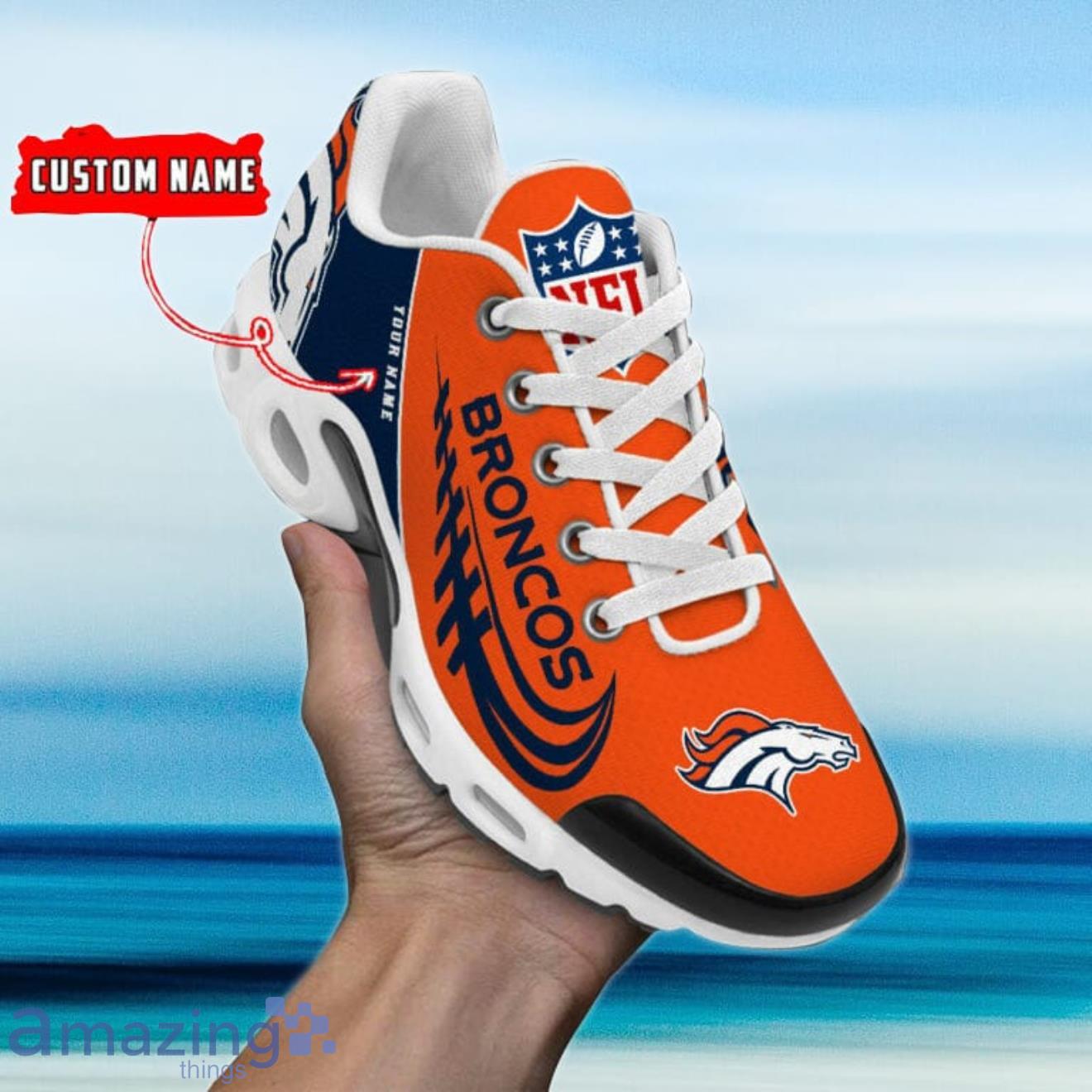 Denver Broncos NFL Team Premium Sneakers Custom Name Air Cushion