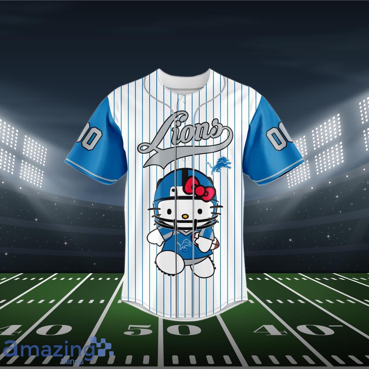 Detroit Lions Baseball Jersey NFL Hello Kitty Custom Name & Number