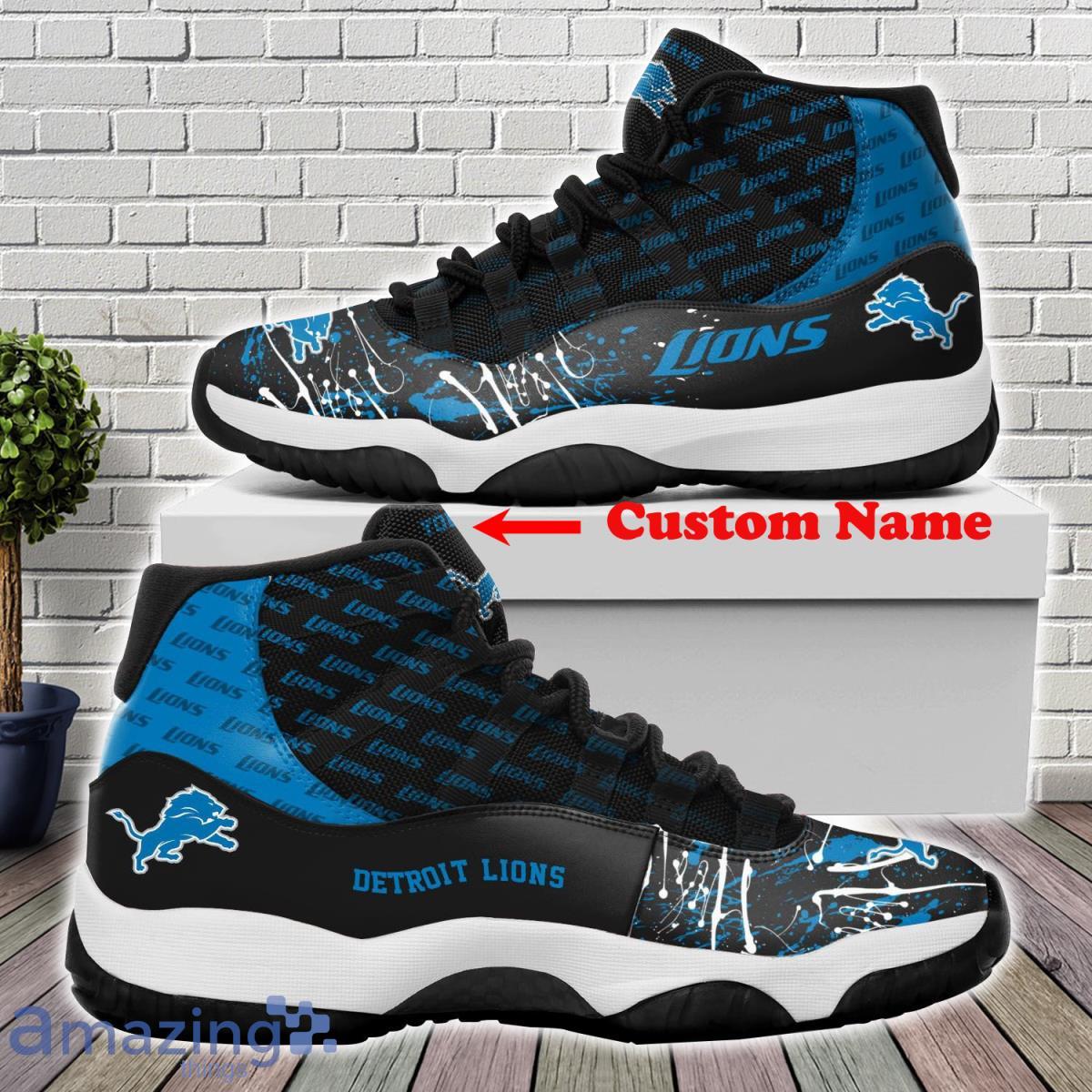 Detroit Lions Football Team Air Jordan 11 Custom Name Sneakers For Fans Product Photo 1