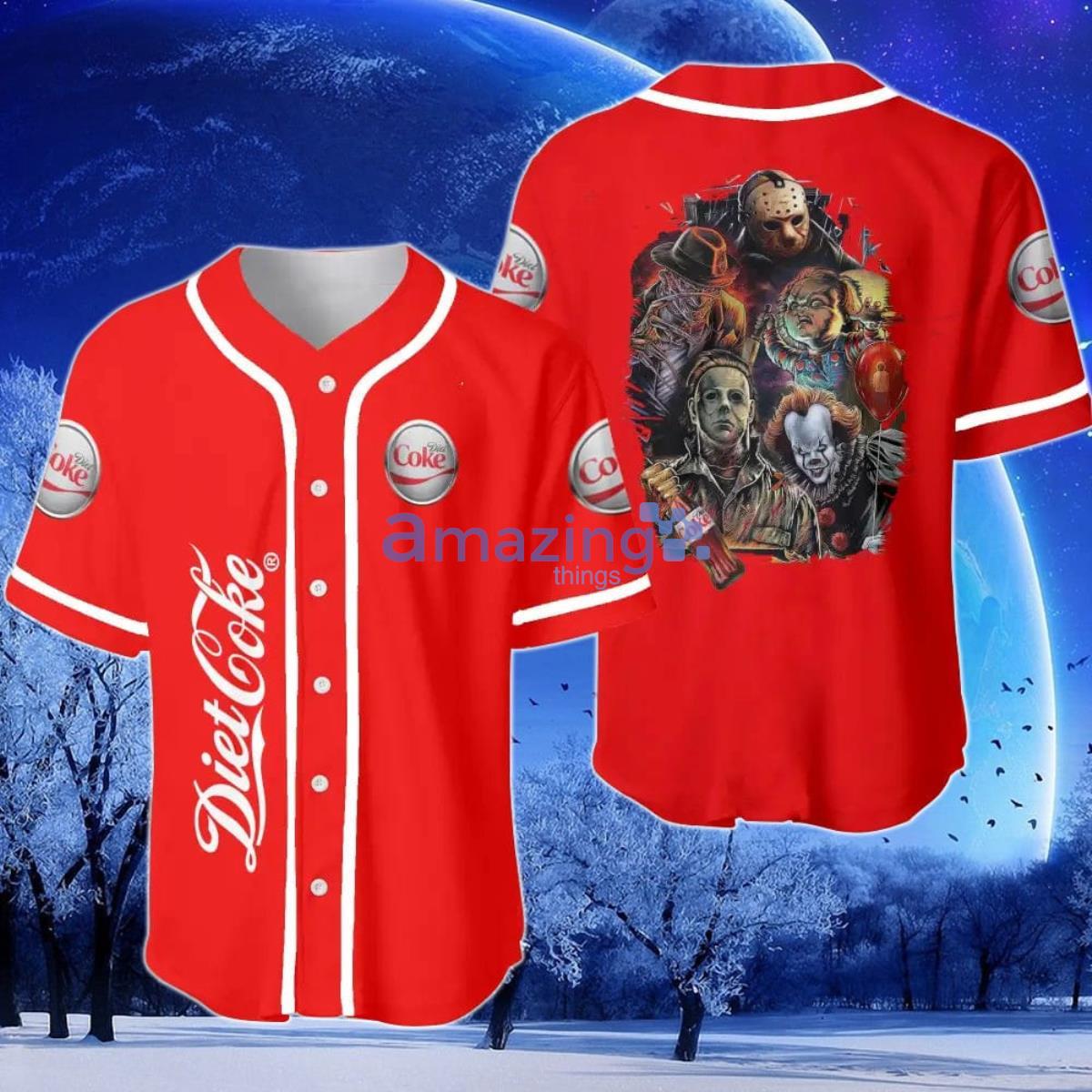 Diet Coke Halloween Horror Character Baseball Jersey Product Photo 1