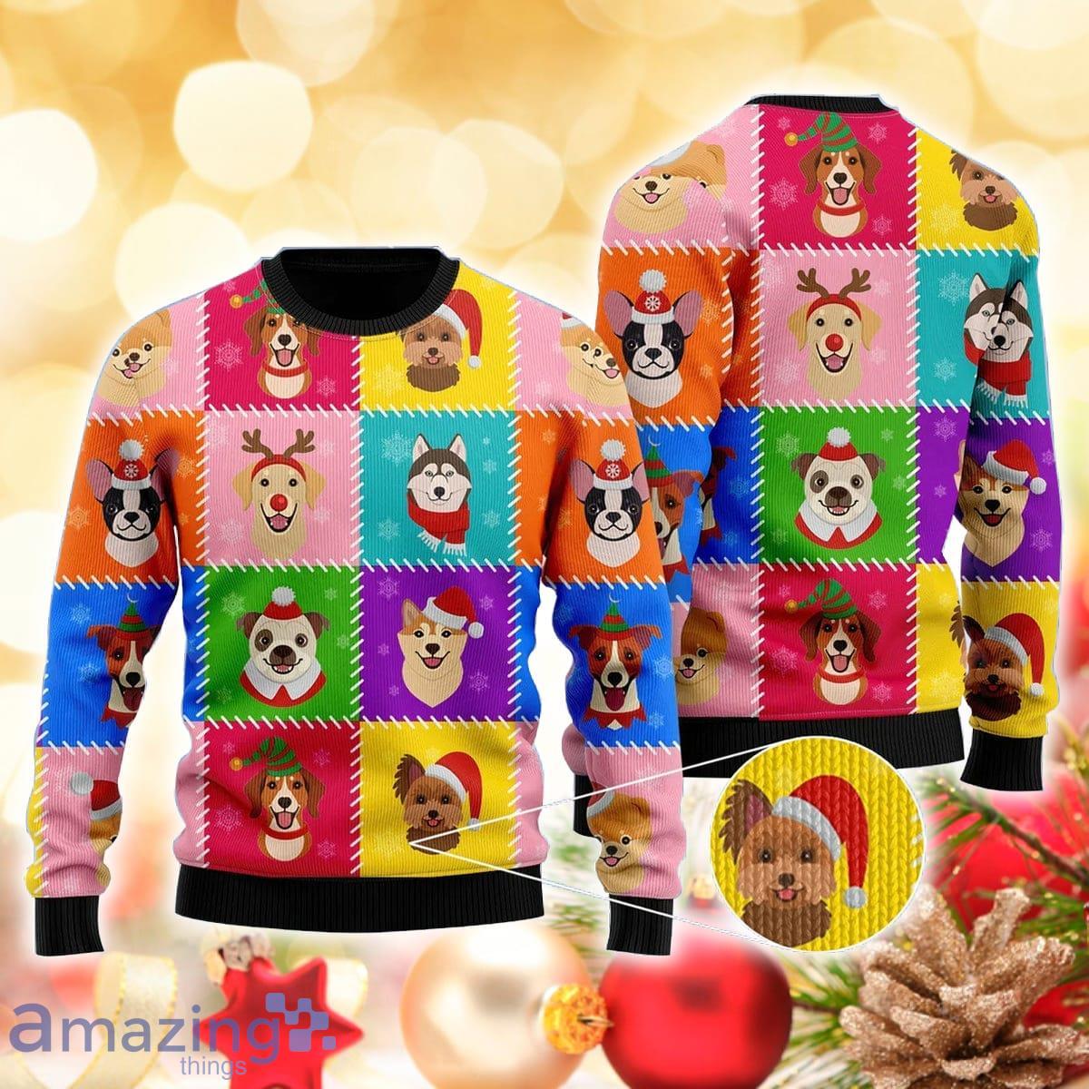 Dog Face Santa 3D Sweater Ugly Christmas Sweater For Men Women Product Photo 1