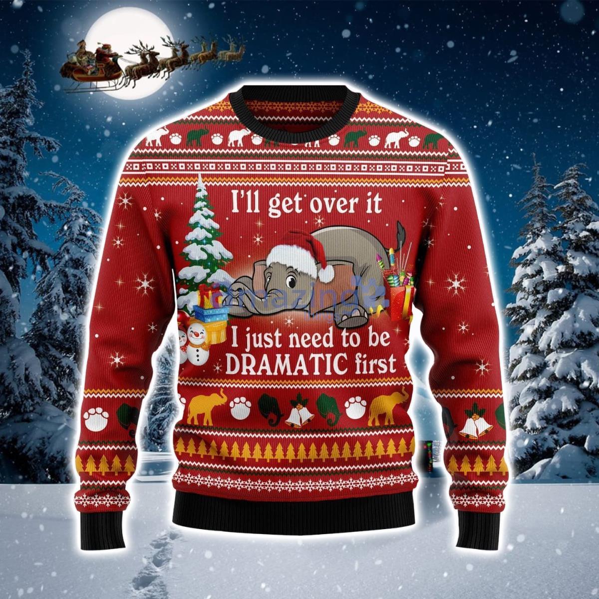 Elephant I'll Get Over It Ugly Christmas Sweater Product Photo 1