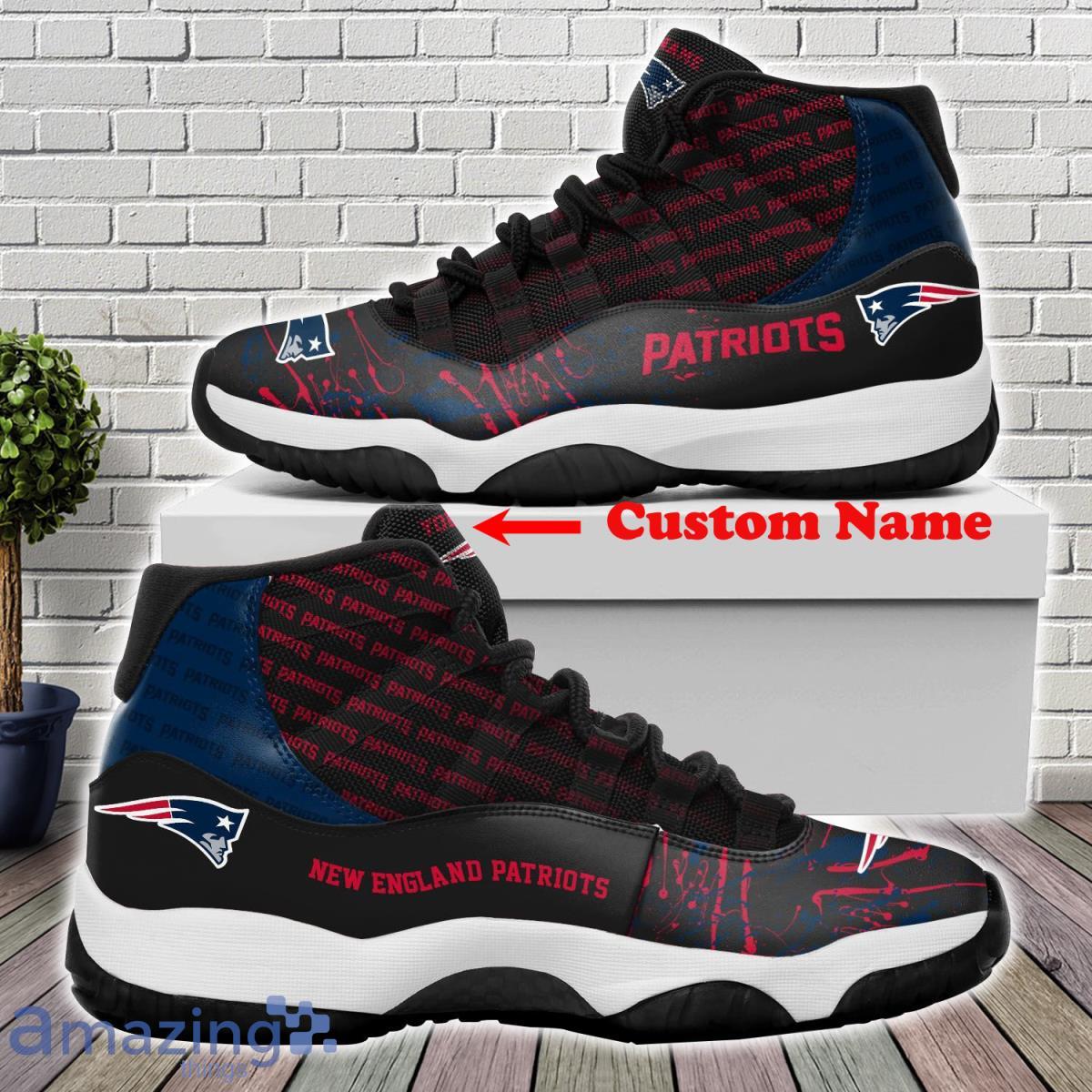 England Patriots Football Team Air Jordan 11 Custom Name Sneakers For Fans Product Photo 1