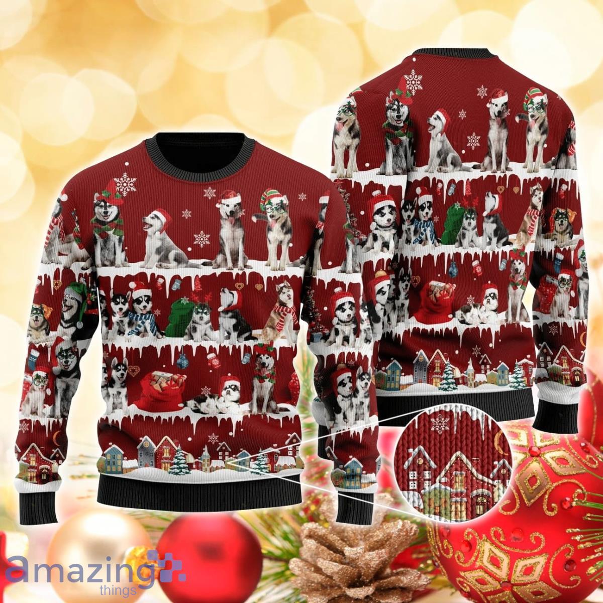 For Husky Lovers 3D Sweater Ugly Christmas Sweater For Men Women Product Photo 1