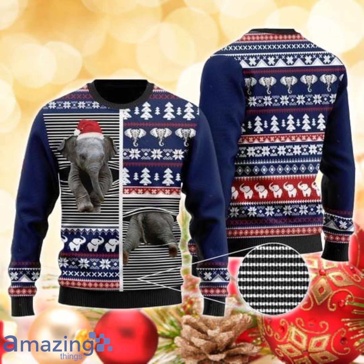 Funny Elephant 3D Sweater Ugly Christmas Sweater For Men Women Product Photo 1