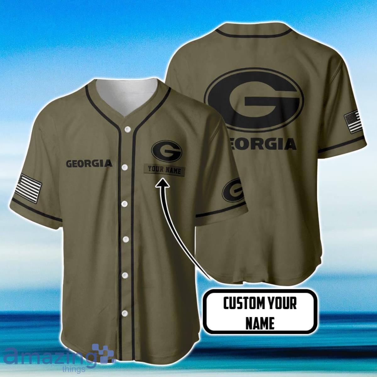 Georgia Bulldogs Football Baseball Jersey Custom Name Product Photo 1