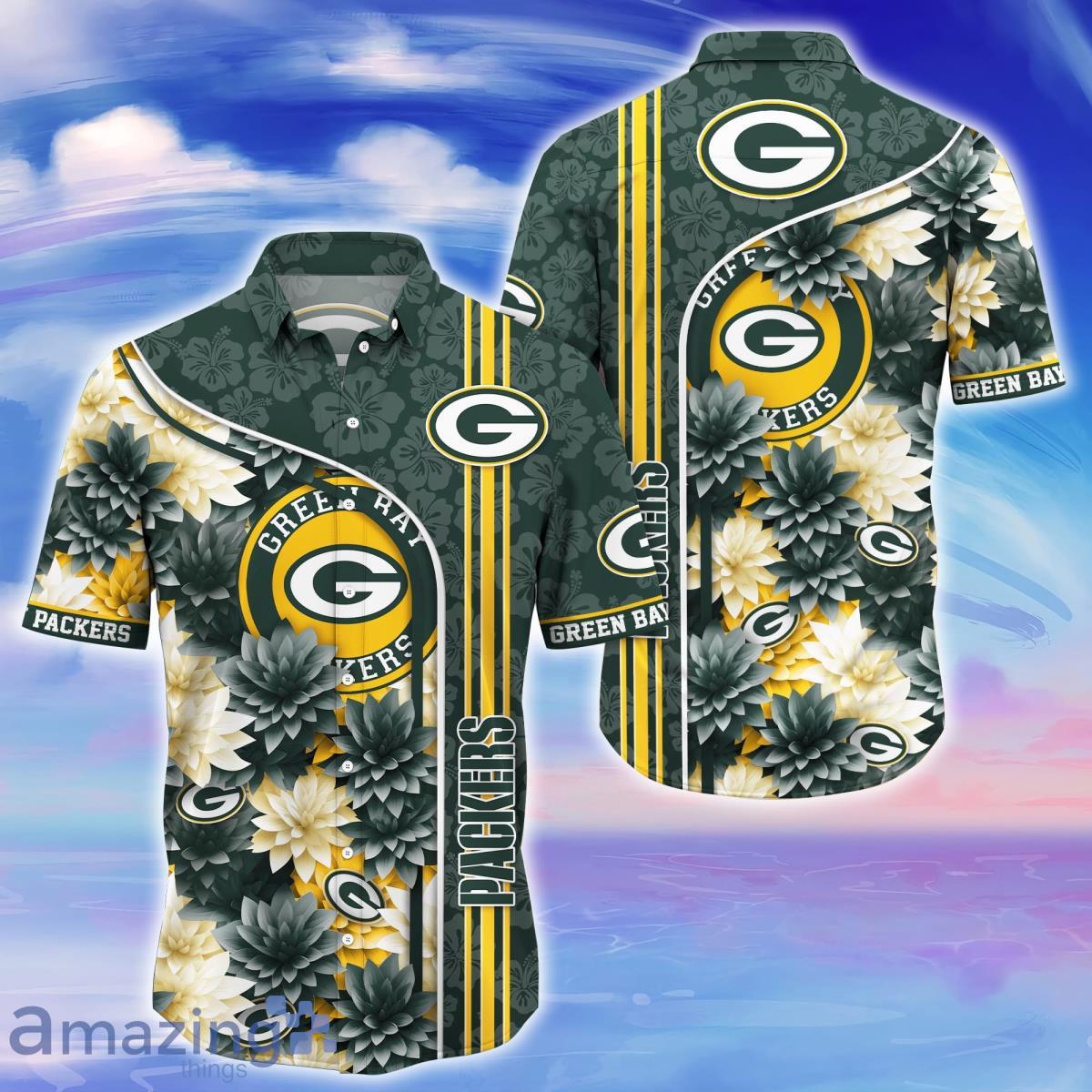 Green Bay Packers Floral Casual Hawaiian Shorts Gift For Fans