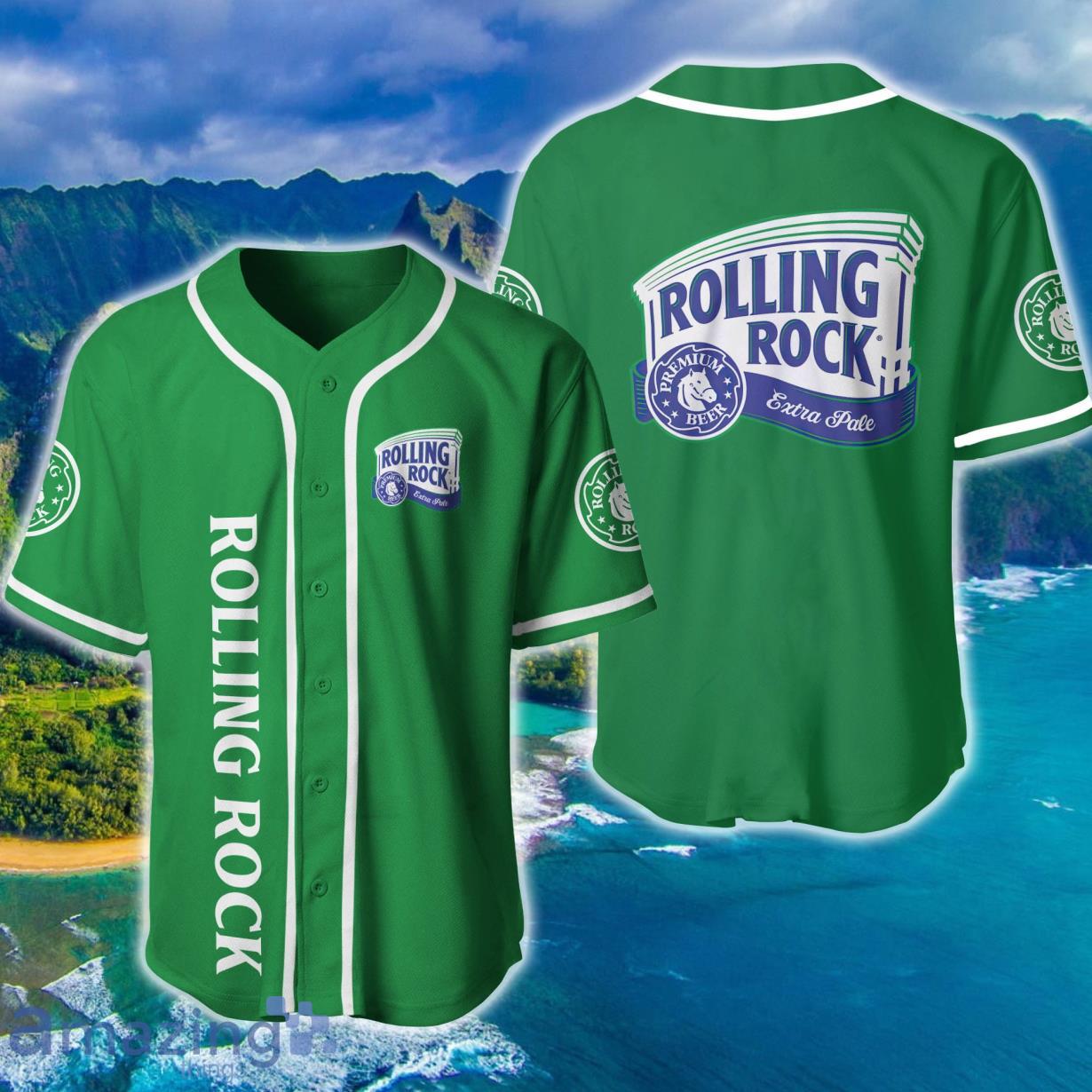 Green Rolling Rock Beer Baseball Jersey Product Photo 1