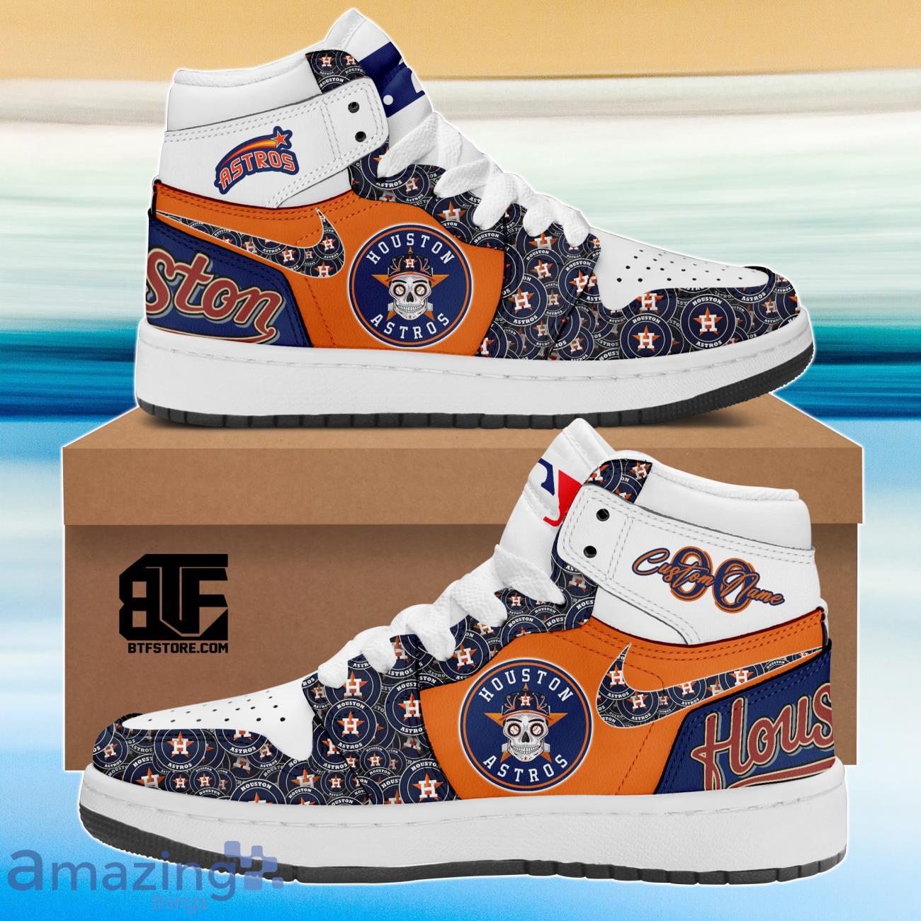 Houston Astros Air Jordan Hightop Retro Custom Number & Name Shoes For Fans Product Photo 1