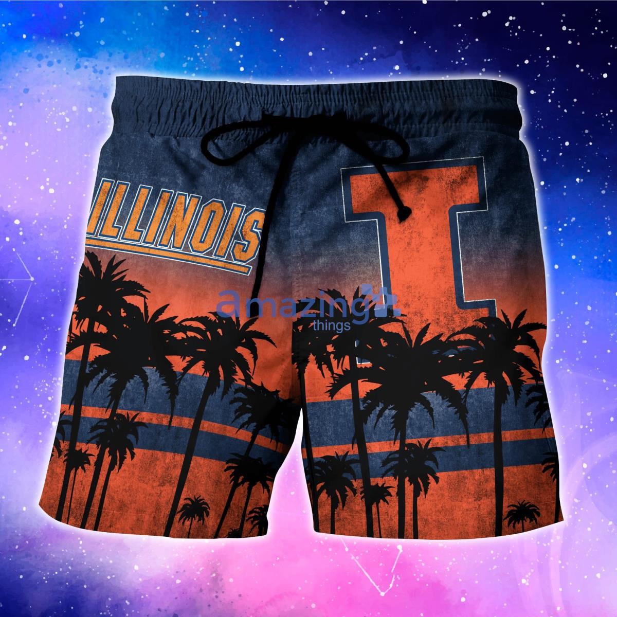 Illinois Fighting Illini Trending Hawaiian Shirt And Shorts For Fans image Illinois Fighting Illini Trending Hawaiian Shirt And Shorts For Fans Product Photo 4