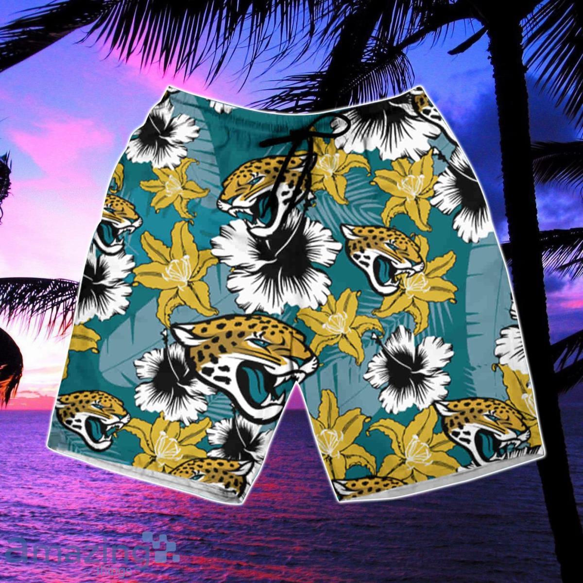 Jacksonville Jaguars Tropical Flower Aloha Hawaiian Shirt & Short