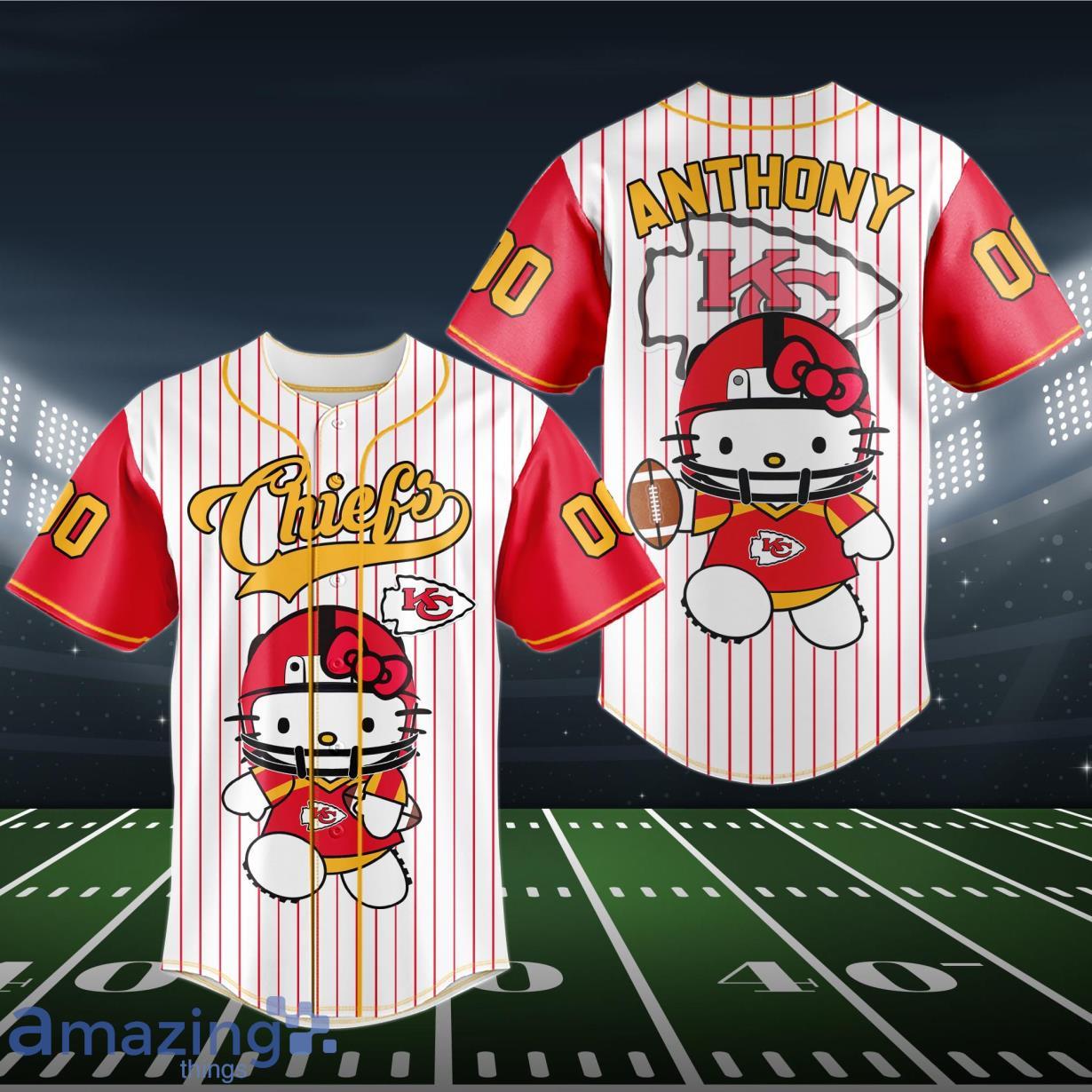 Kansas City Chiefs Baseball Jersey NFL Hello Kitty Custom Name & Number
