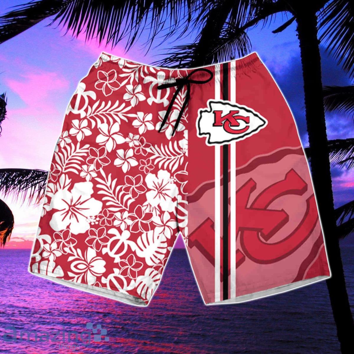 Kansas City Chiefs 1/4 Zip Shirts Outfits Mens Hawaii Short Sleeve Beach  Shorts