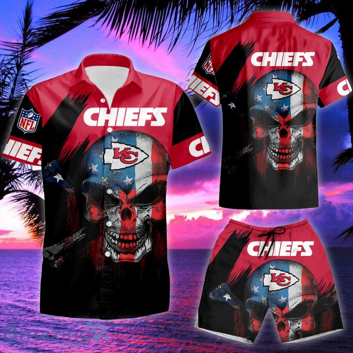 Chiefs Hawaiian Shirt Black White Football NFL Kansas City Chiefs