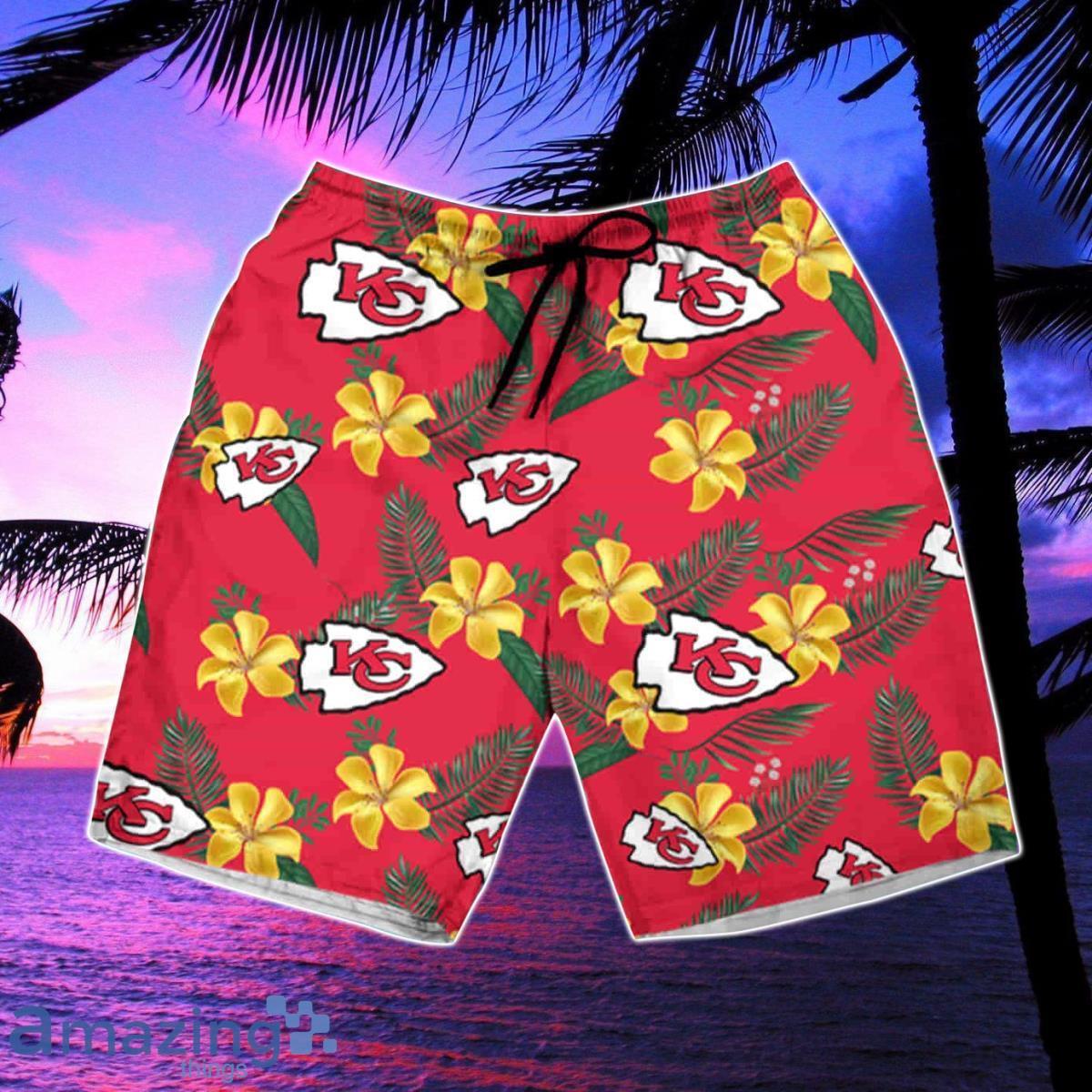 Kansas City Chiefs Football Summer Button Up Hawaiian Shirt & Short