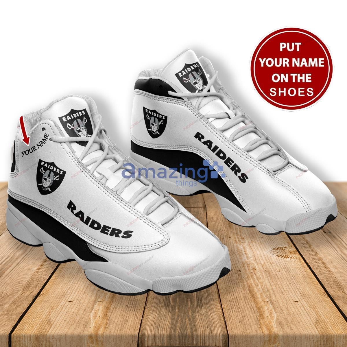 Las Vegas Raiders Football Team Personalized Air Jordan 13 Running Sneaker image Las Vegas Raiders Football Team Personalized Air Jordan 13 Running Sneaker Product Photo 2