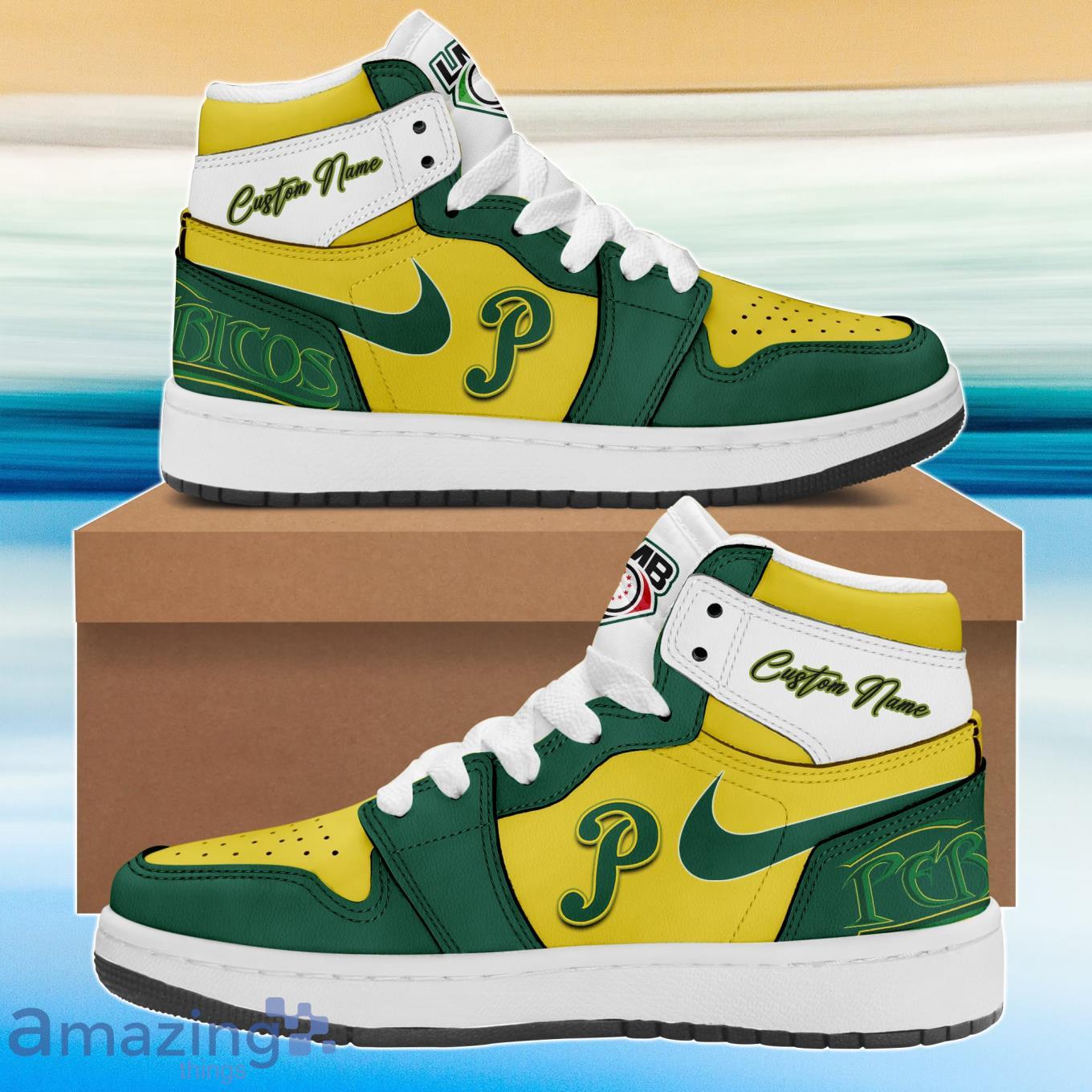 LMB Pericos de Puebla Air Jordan Hightop Custom Name Shoes Product Photo 1 LMB Pericos de Puebla Air Jordan Hightop Custom Name Shoes Product Photo 1