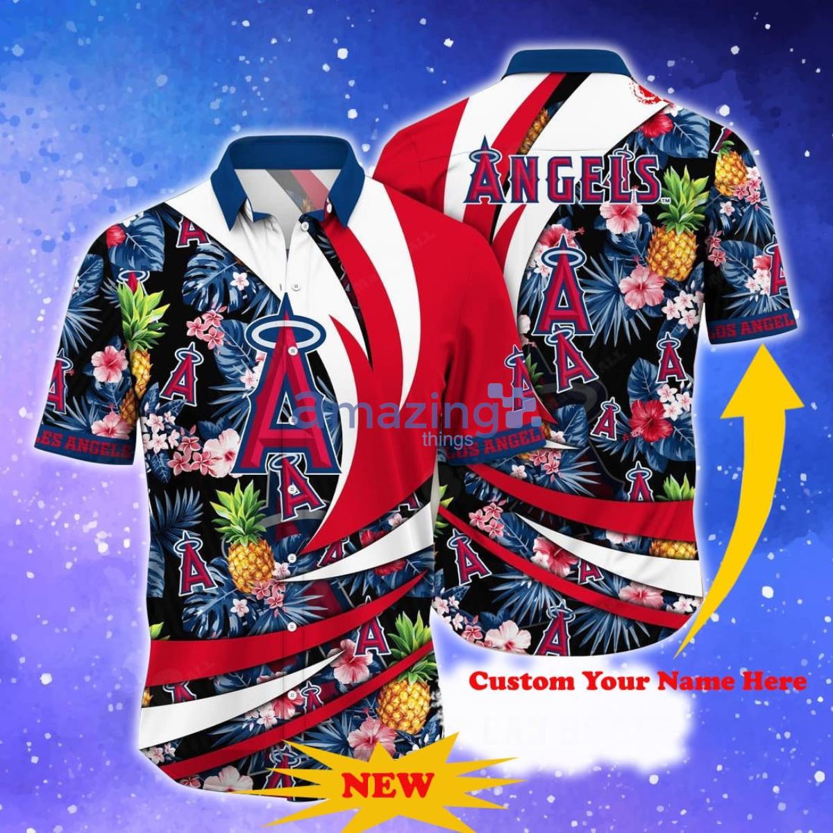 Los Angeles Angels MLB Custom Name Button Up Hawaiian Shirt For