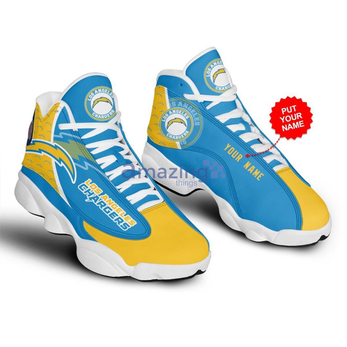 NFL Los Angeles Chargers Custom Name Number Air Jordan 13 Shoes V2