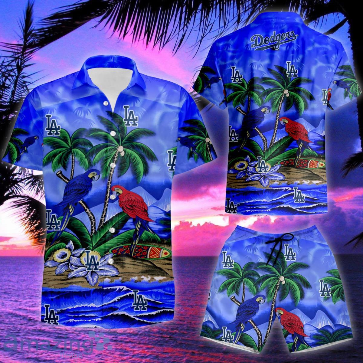 Men Los Angeles Dodgers Button Hawaiian Shirt Size S-5XL For Men