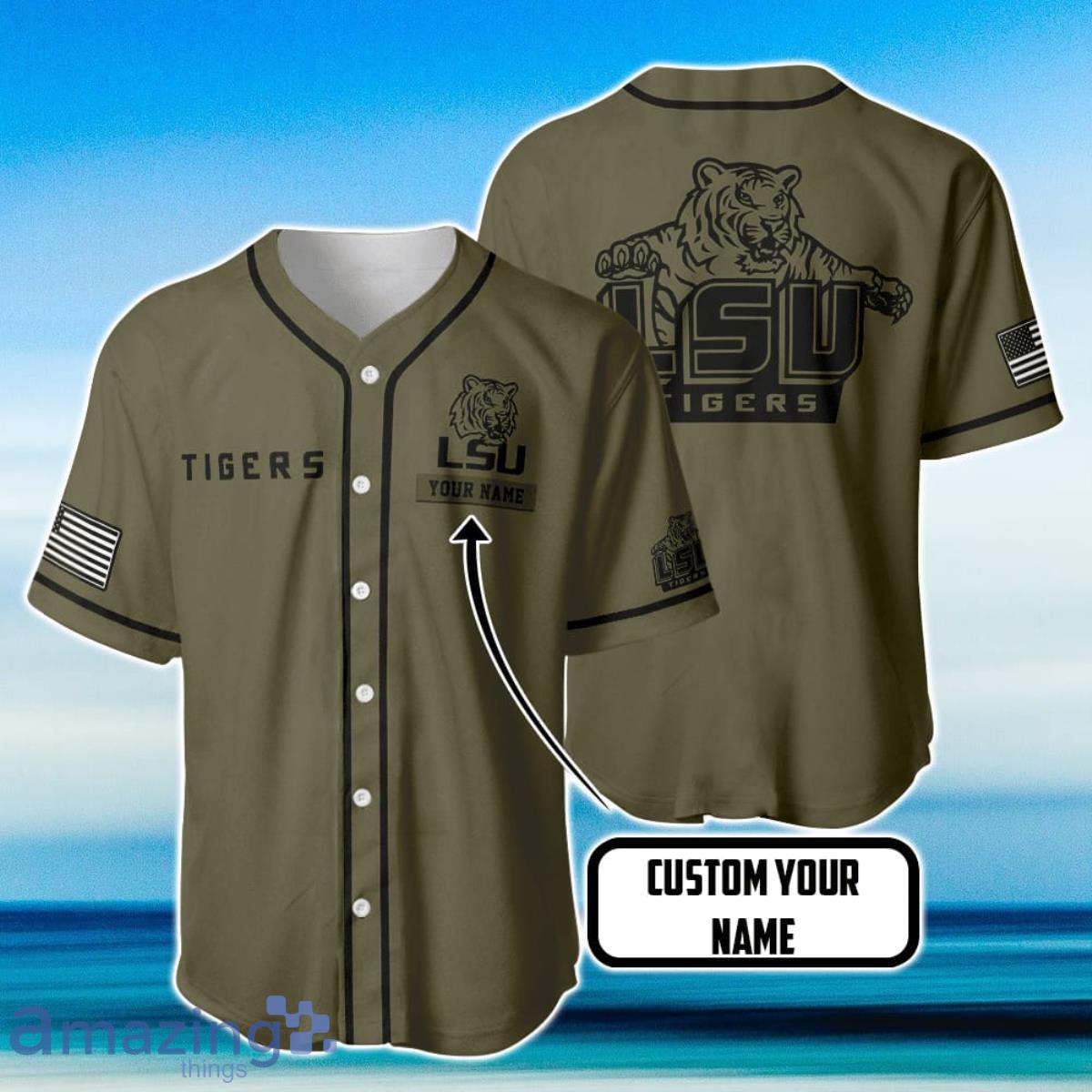 LSU Tigers Football Baseball Jersey Custom Name Product Photo 1