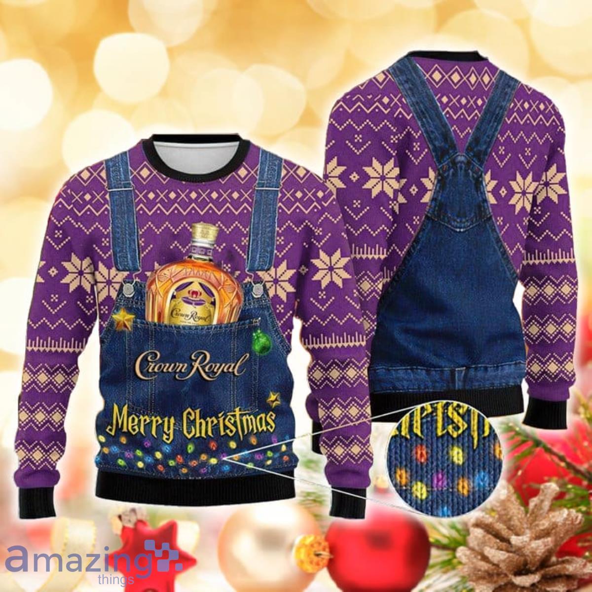 Merry Christmas Crown Royal 3D Sweater Ugly Christmas Sweater For Men Women Product Photo 1