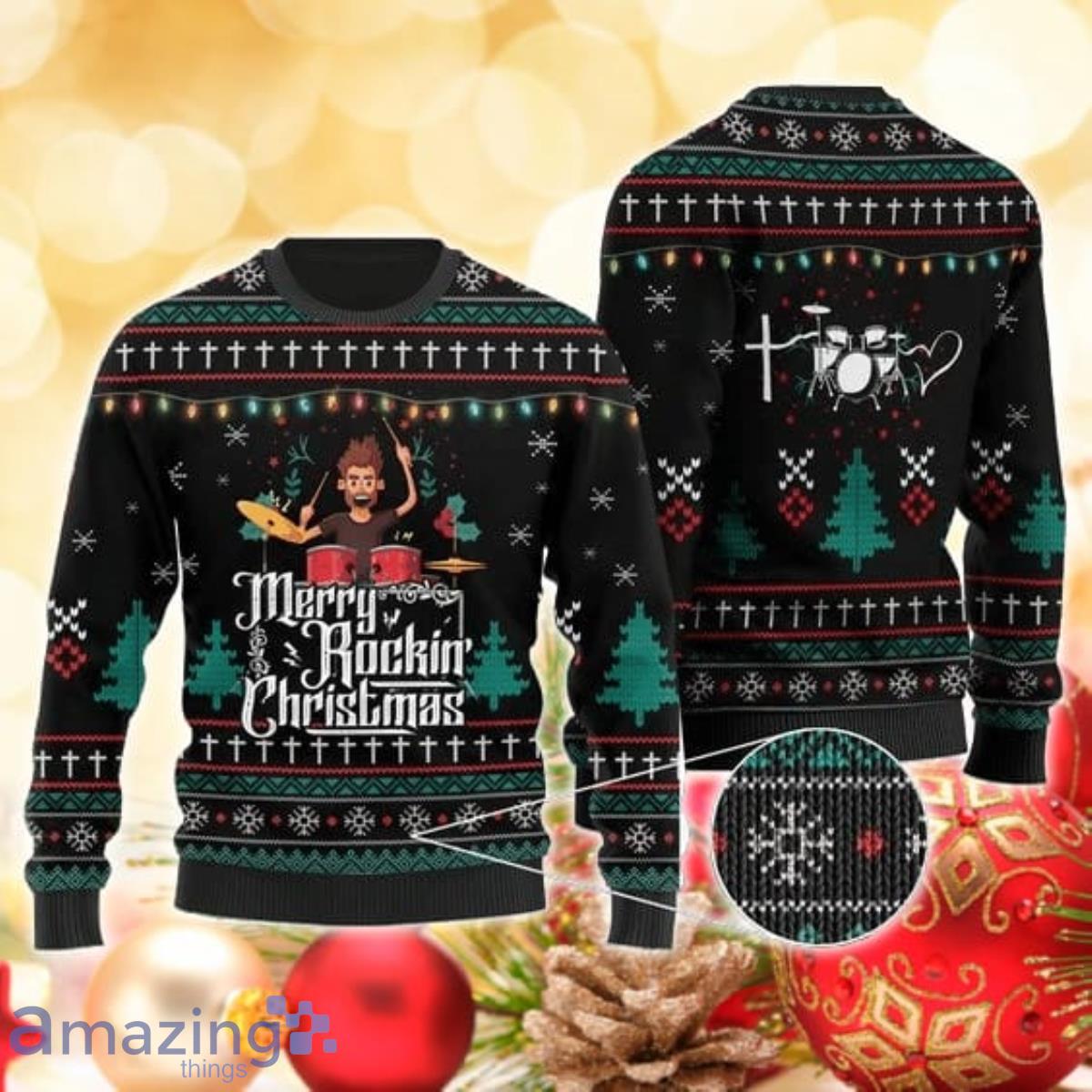 Merry Rokin’ 3D Sweater Ugly Christmas Sweater For Men Women Product Photo 1