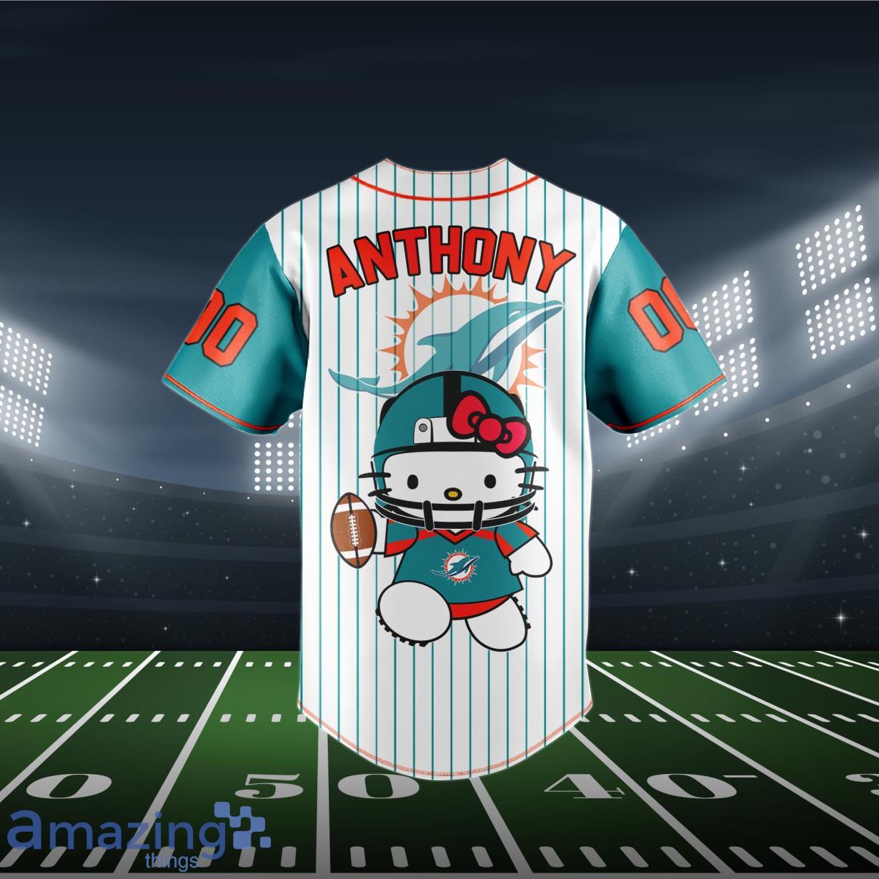 Miami Dolphins Baseball Jersey NFL Hello Kitty Custom Name & Number