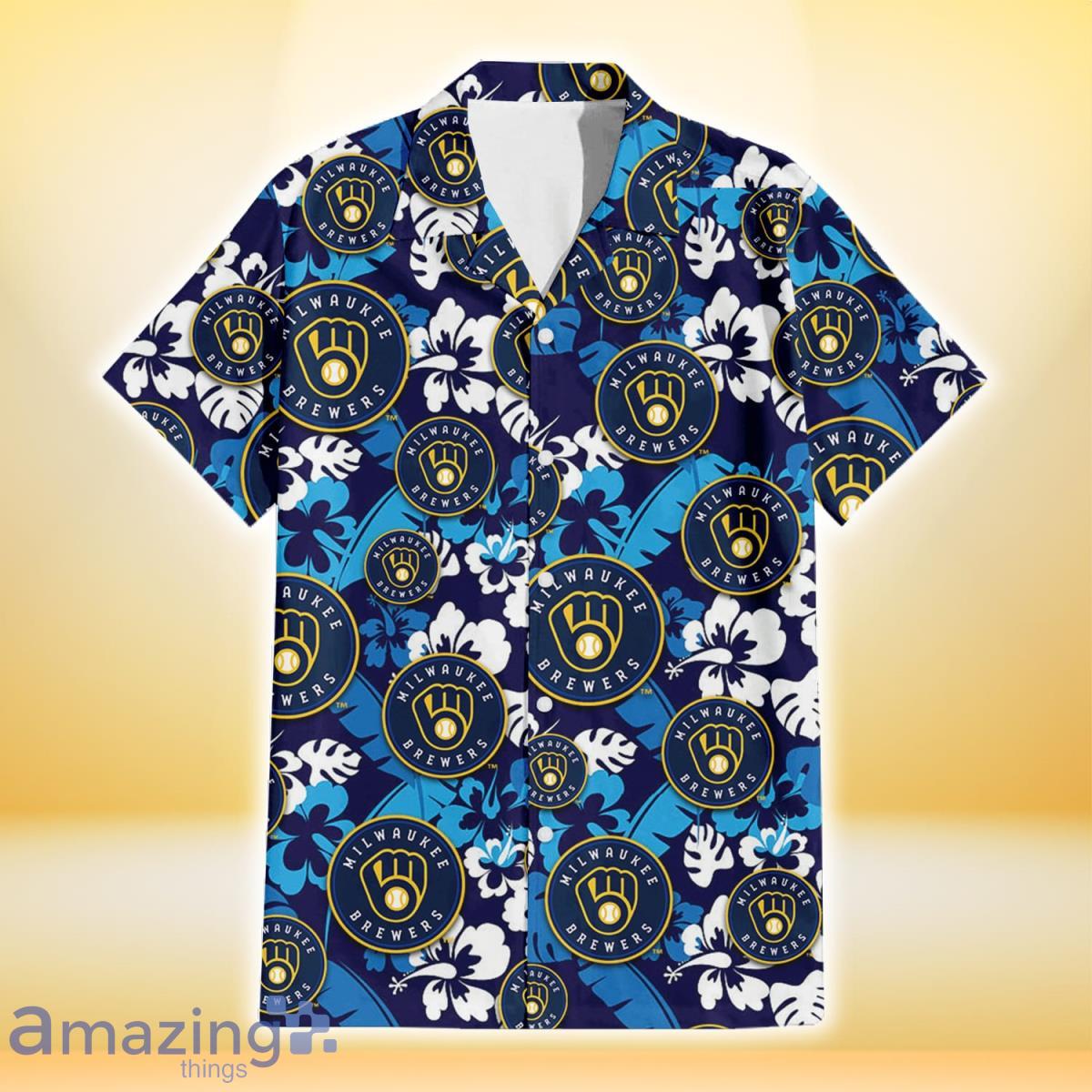 Milwaukee Brewers Hawaiian Shirt Flamingo Banana Leaf Brewers Gift