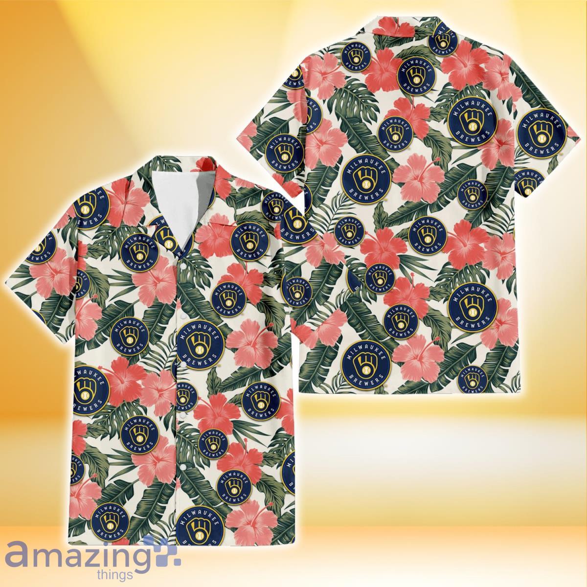 Milwaukee Brewers Hawaiian Shirt Hibiscus Flower Pattern, Vacation