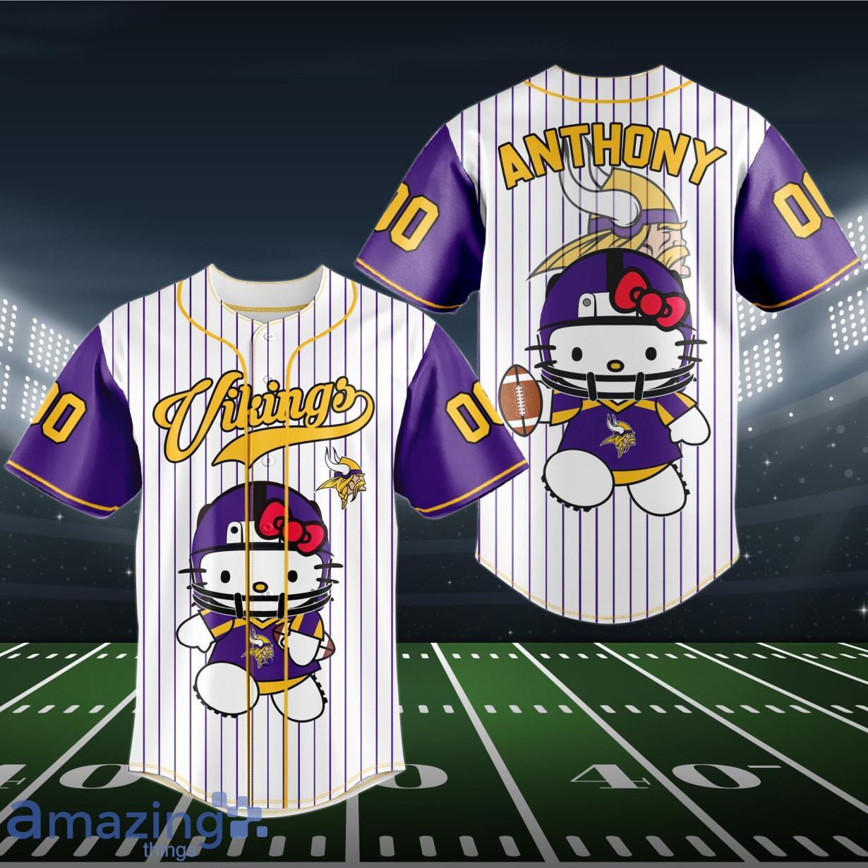 Custom Number And Name NFL Minnesota Vikings Logo Hello Kitty