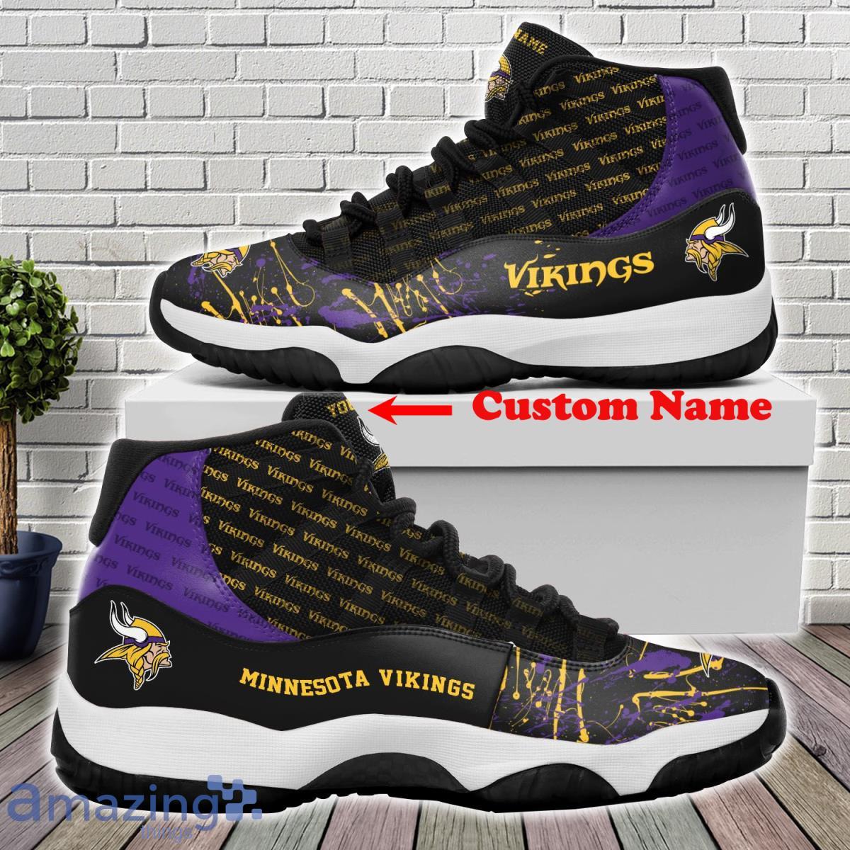Minnesota Vikings Football Team Air Jordan 11 Custom Name Sneakers For Fans Product Photo 1