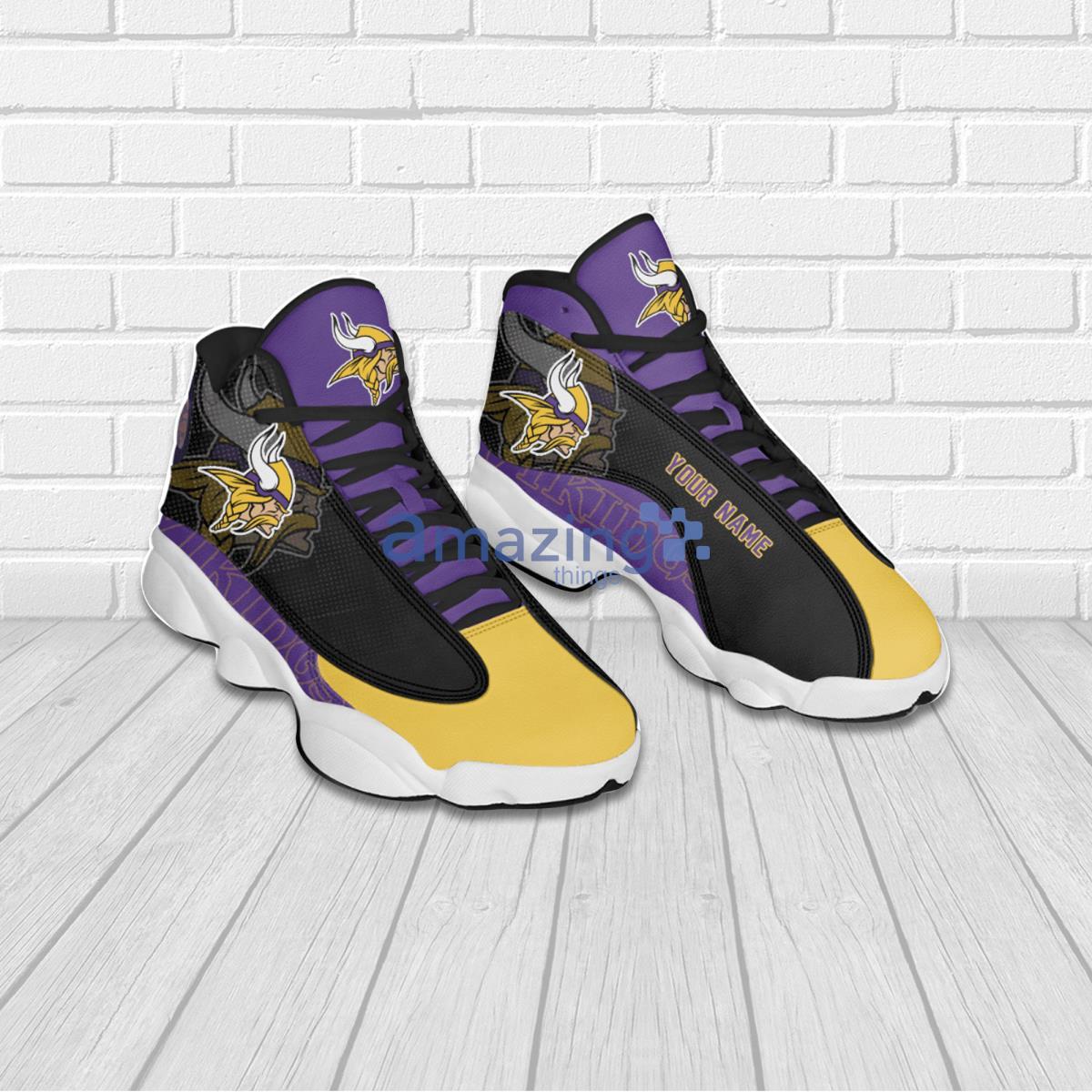Minnesota Vikings Yellow And Black Air Jordan 13 Sneaker Shoes