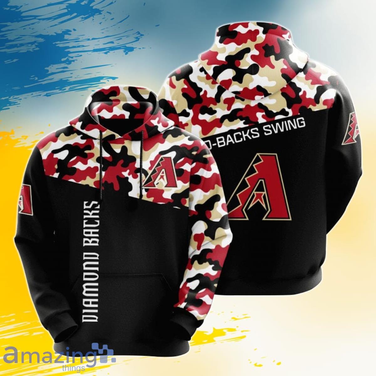 MLB Arizona Diamondbacks Red Black Camo 3D Pullover Hoodie For Fans Product Photo 1