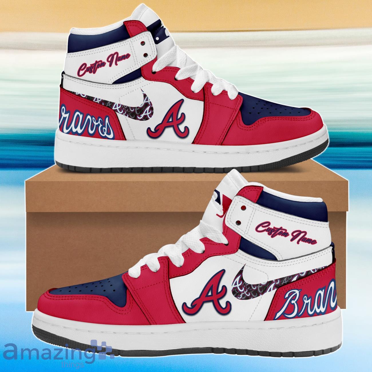 Custom MLB Atlanta Braves Nike Logo Jordan 1 High, Braves Sneaker