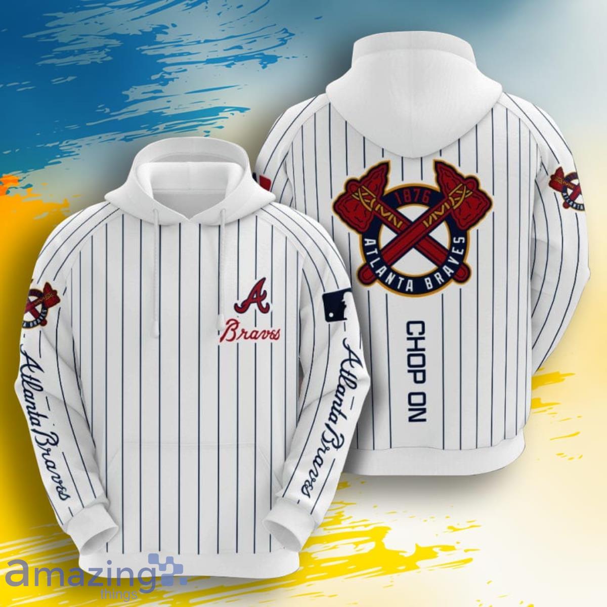 MLB Atlanta Braves Chop On White 3D Pullover Hoodie For Fans