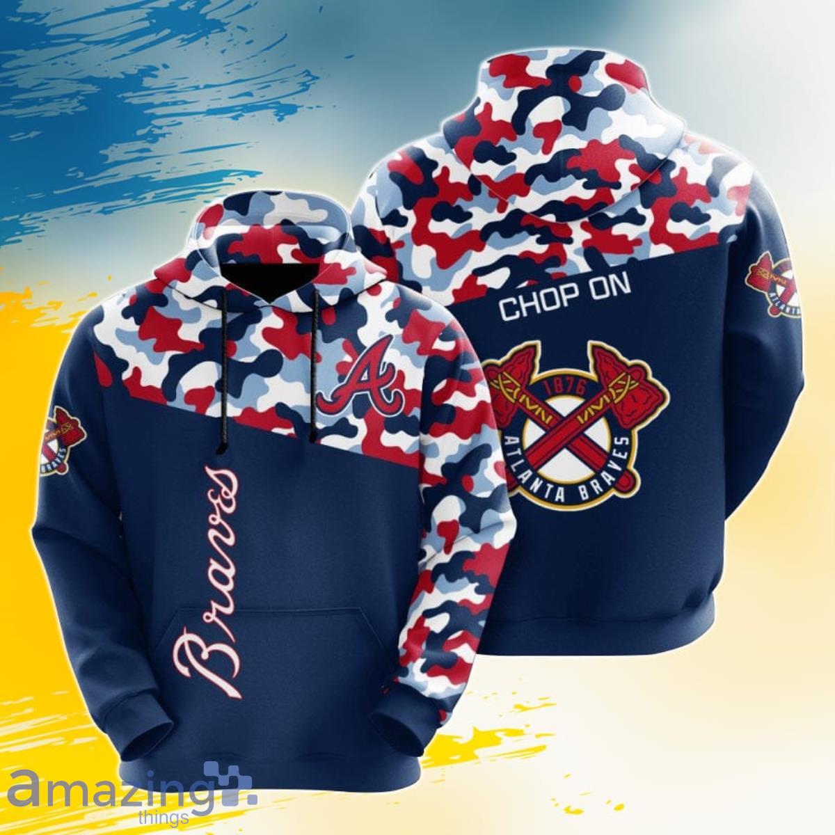 MLB Atlanta Braves Navy Camo 3D Pullover Hoodie For Fans