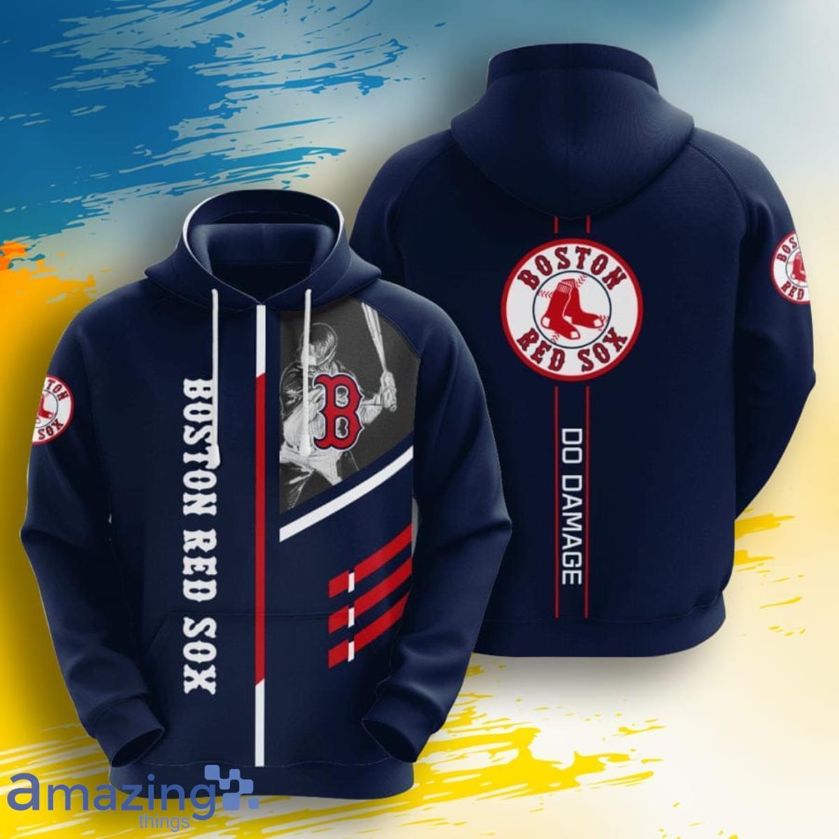 MLB Boston Red Sox Do Damage Blue 3D Pullover Hoodie For Fans